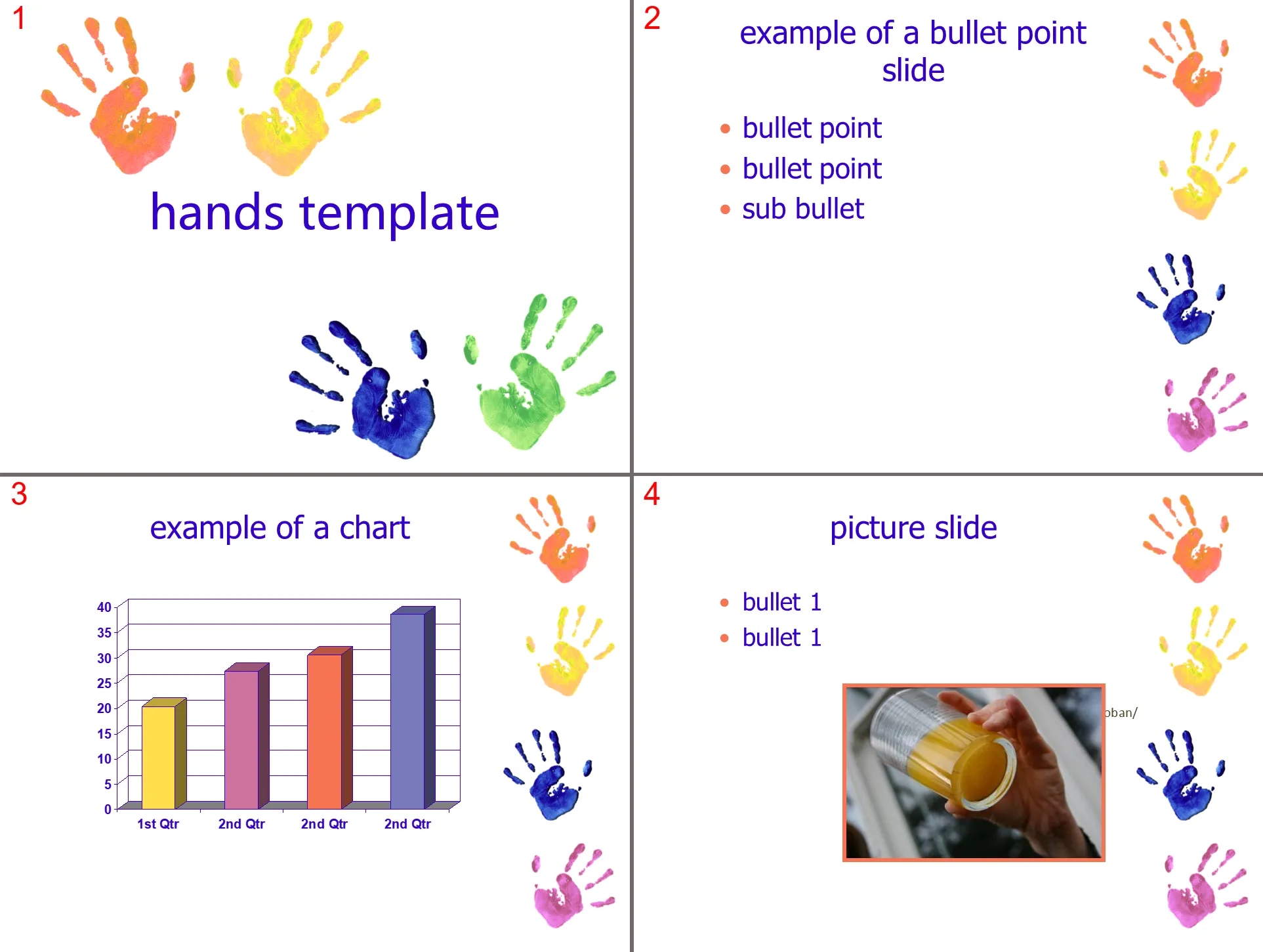 Téléchargement du modèle PPT d'art d'empreinte de main de peinture couleur