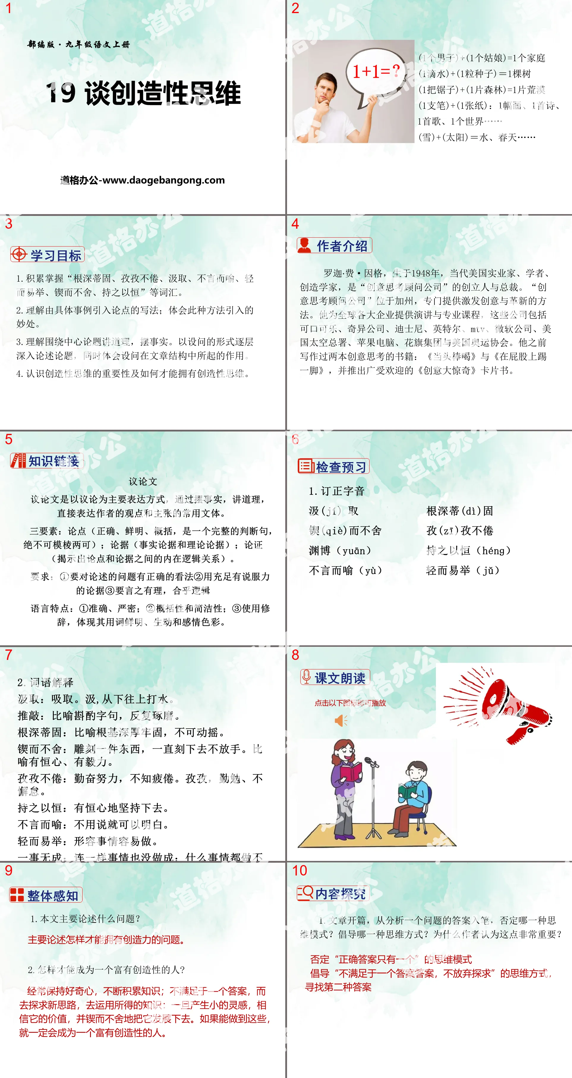 《谈创造性思维》PPT
