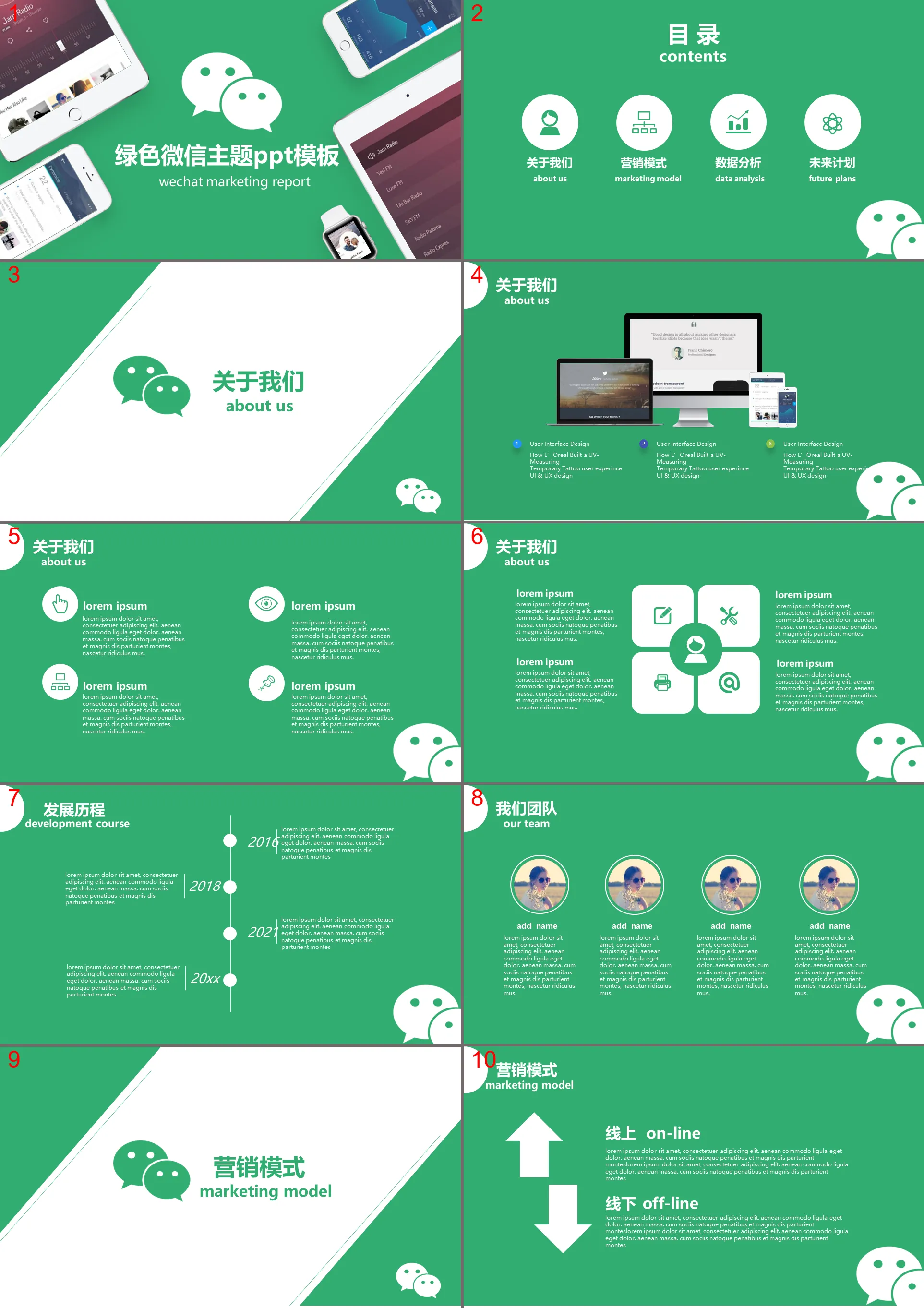 WeChat marketing planning training PPT template with mobile phone and tablet background