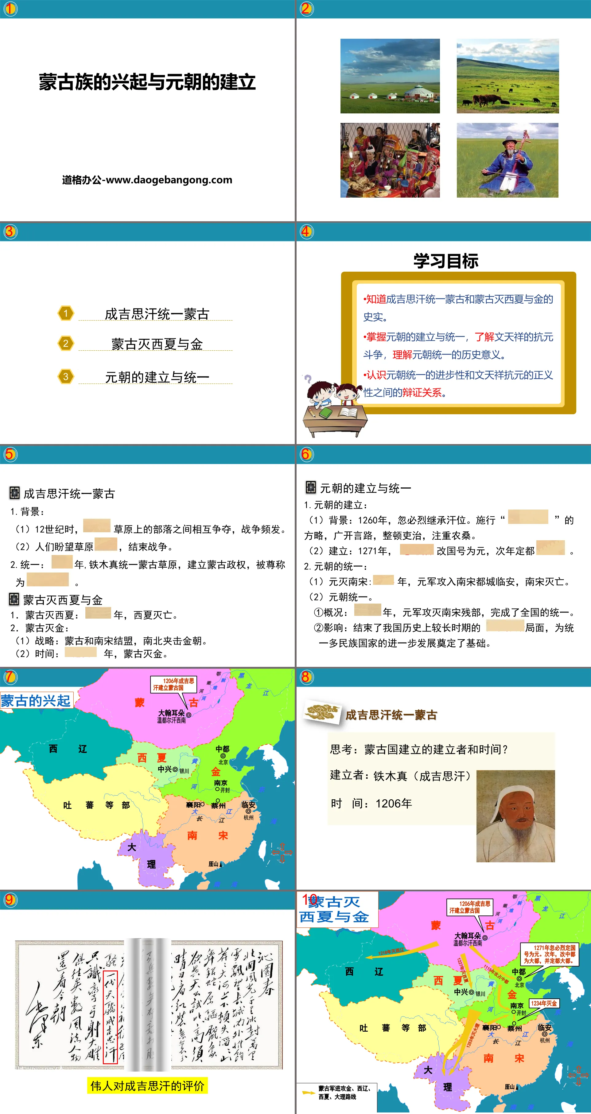 "The Rise of the Mongols and the Establishment of the Yuan Dynasty" PPT courseware