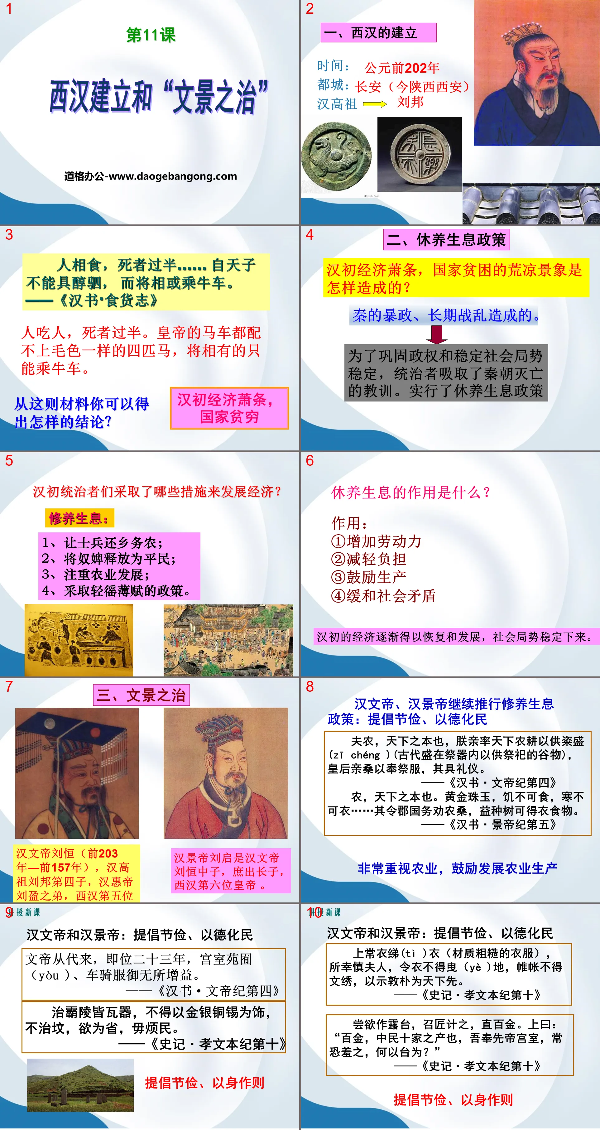 "The Establishment of the Western Han Dynasty and the "Government of Wenjing"" PPT courseware download