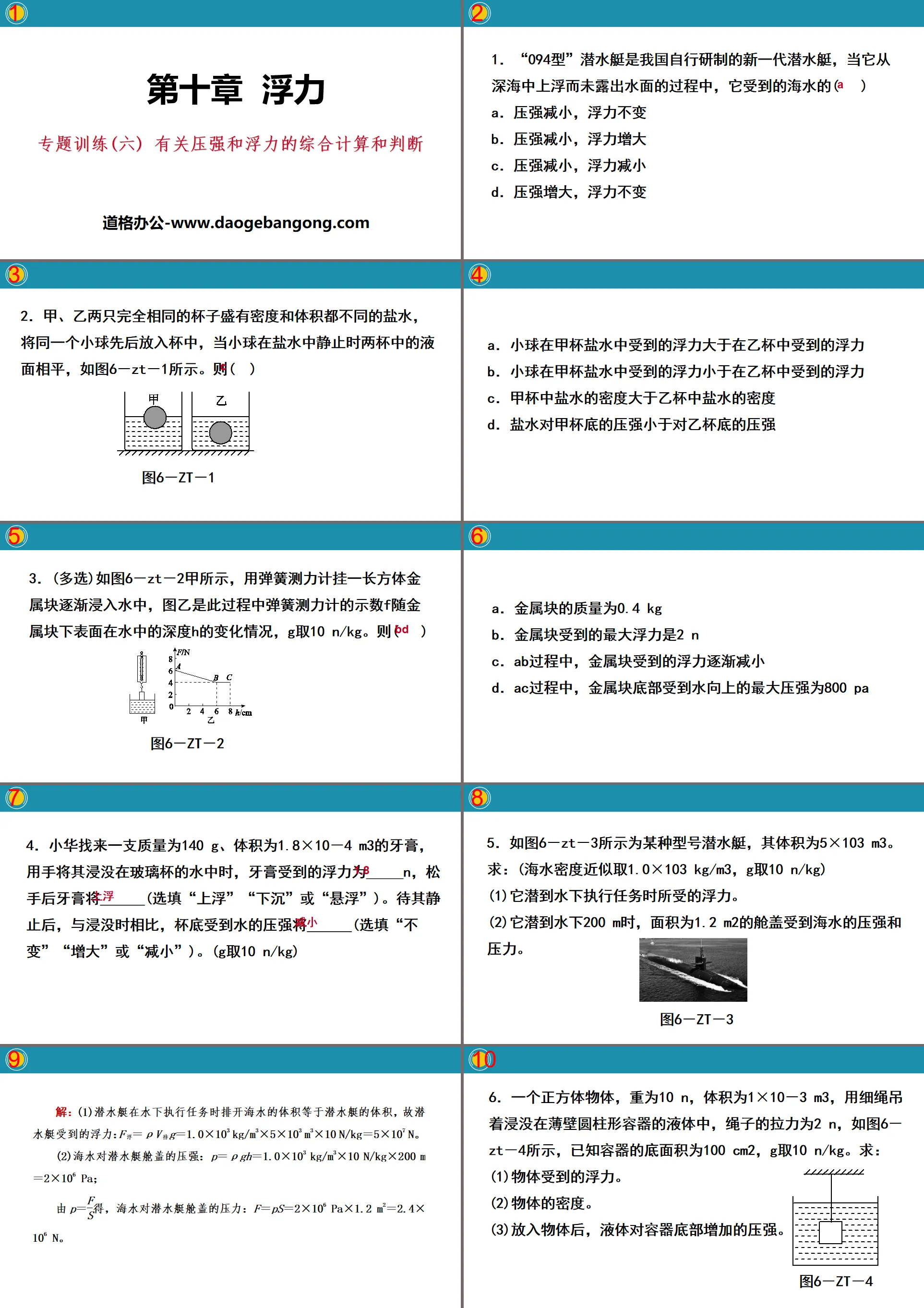 《有关压强和浮力的综合计算和判断》浮力PPT
