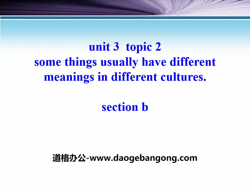 《Some things usually have different meanings in different cultures》SectionB PPT