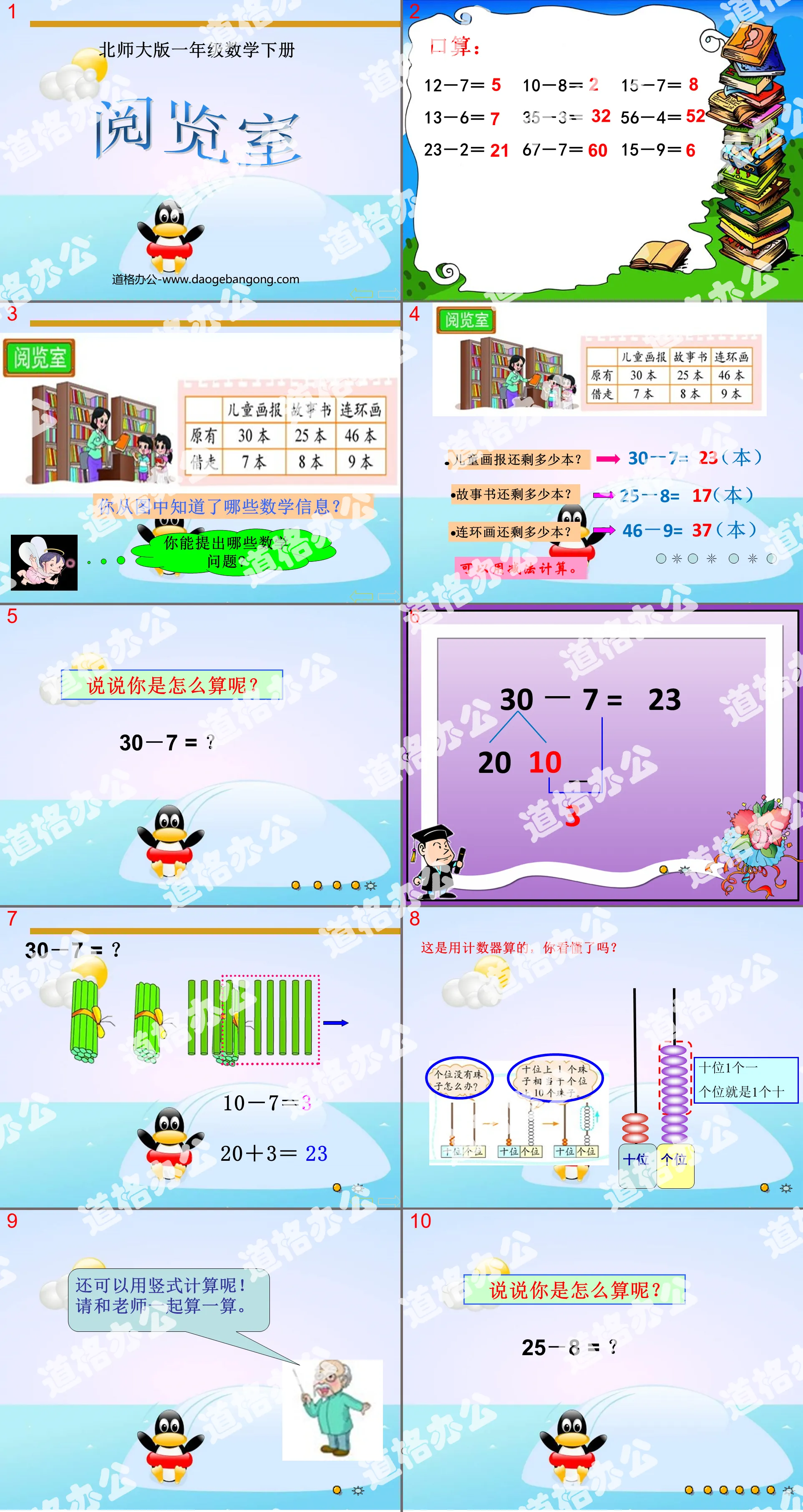 "Reading Room" Addition and Subtraction PPT Courseware 2