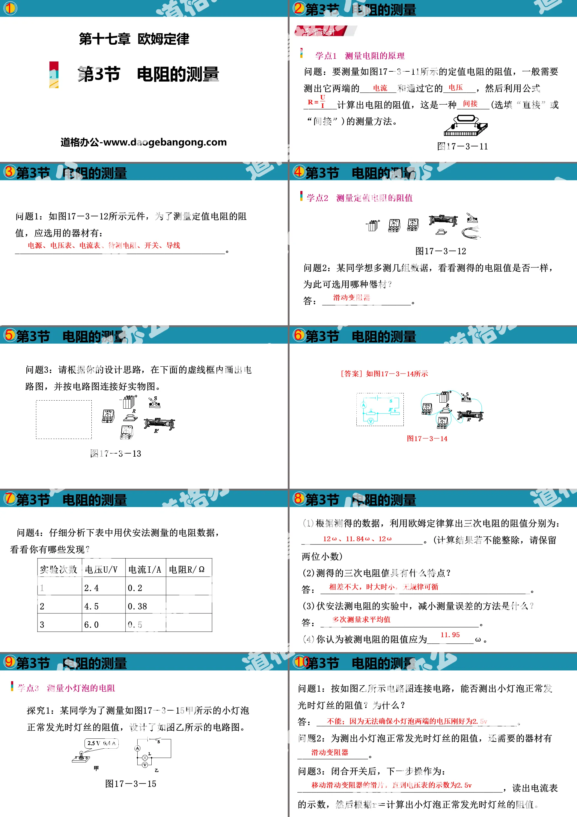 《电阻的测量》欧姆定律PPT
