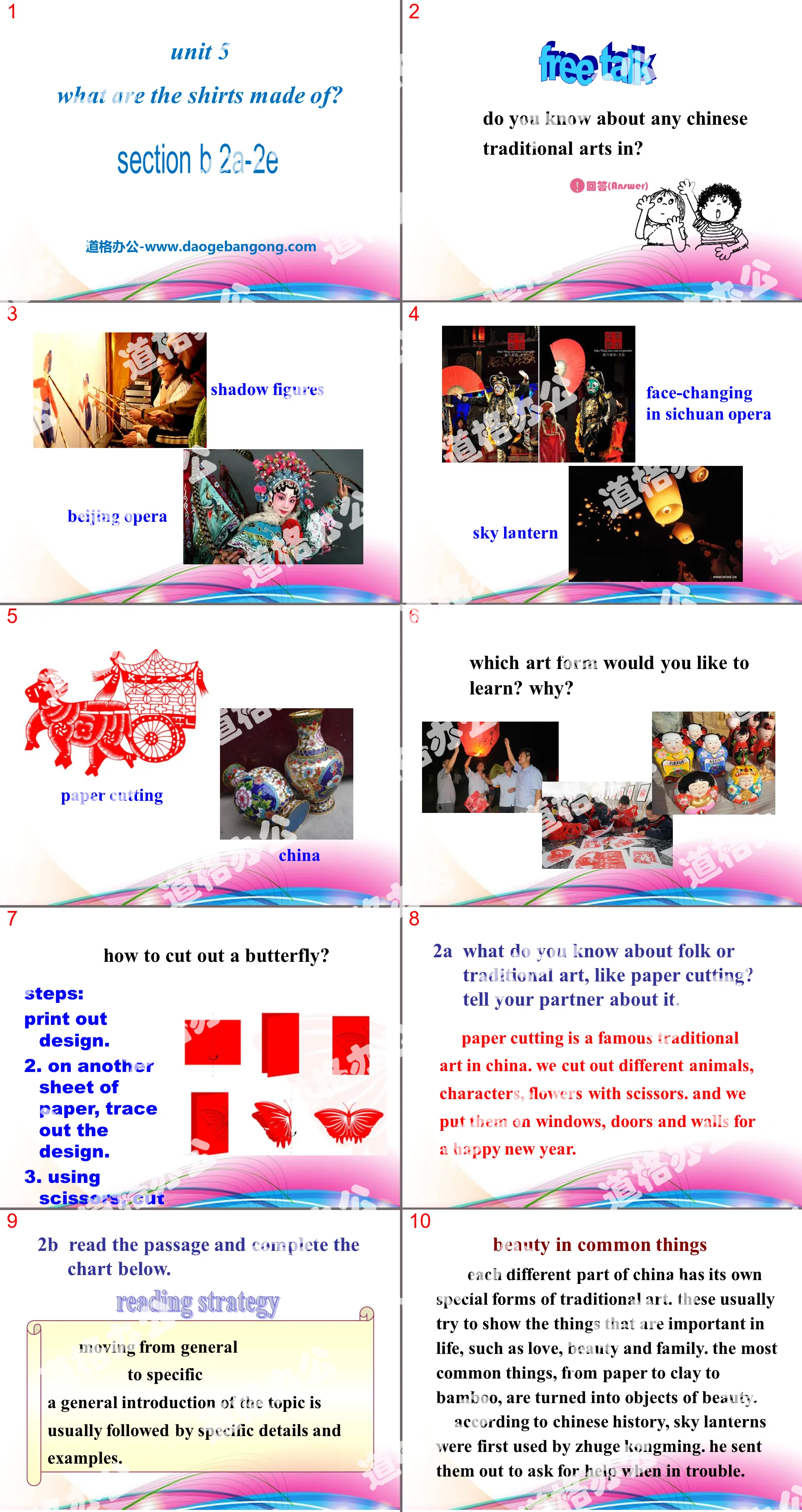 "What are the shirts made of?" PPT courseware 24