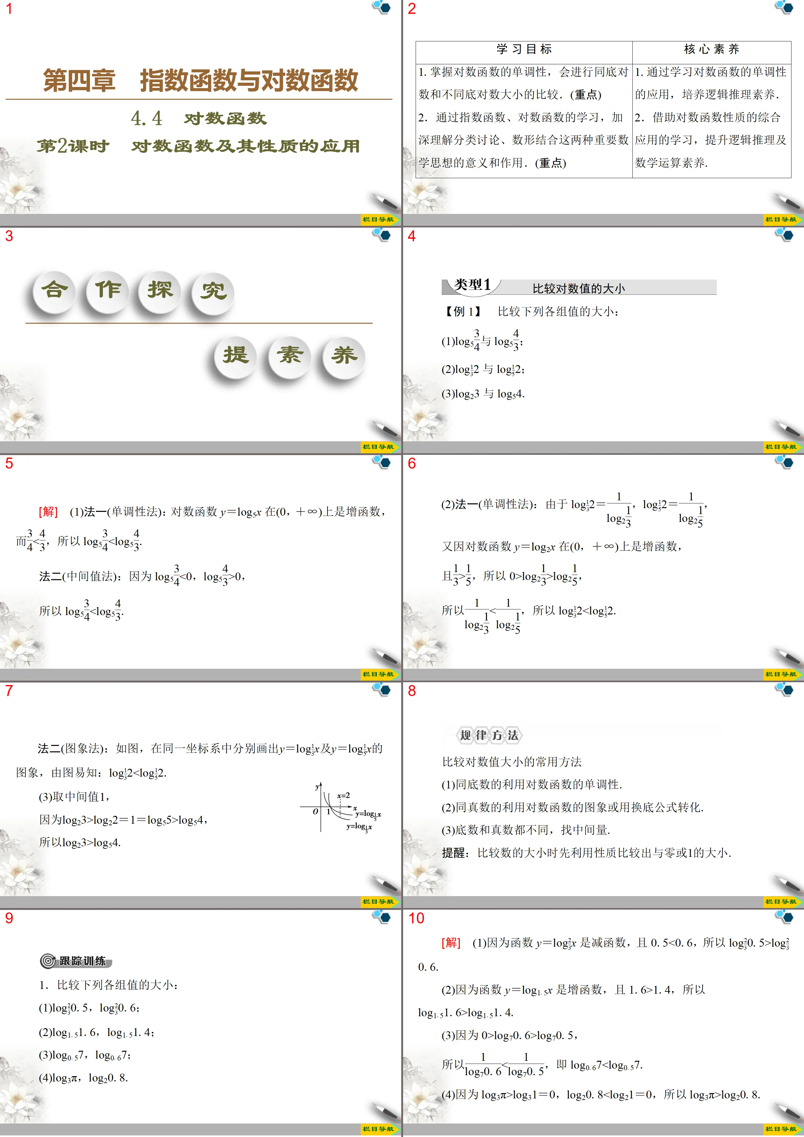 "Logarithmic Function" Exponential Function and Logarithmic Function PPT Courseware (Application of Logarithmic Function and Its Properties in Lesson 2)