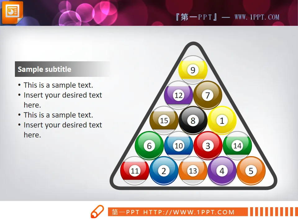 Billiard style hierarchical relationship PPT chart download