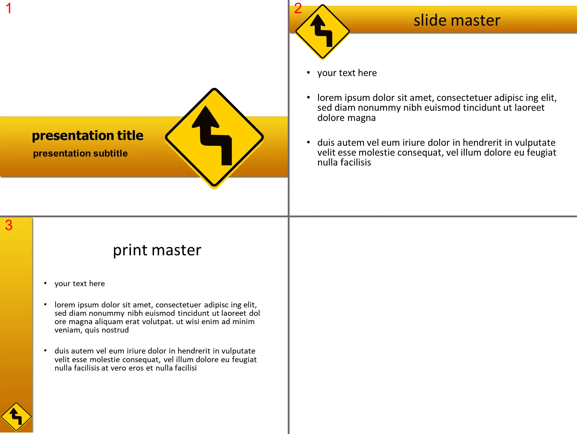 Yellow Traffic Warning PowerPoint Template Free Download