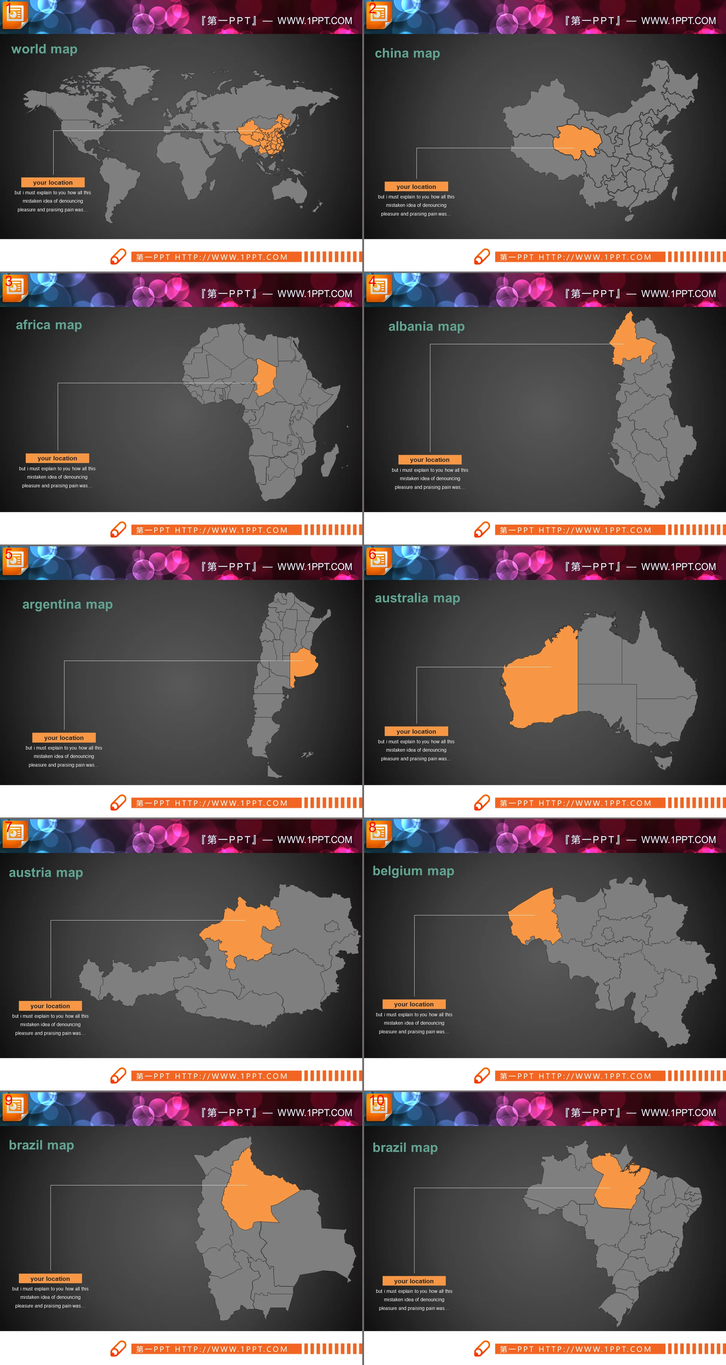 48 pages of world map and PPT map of major countries in the world