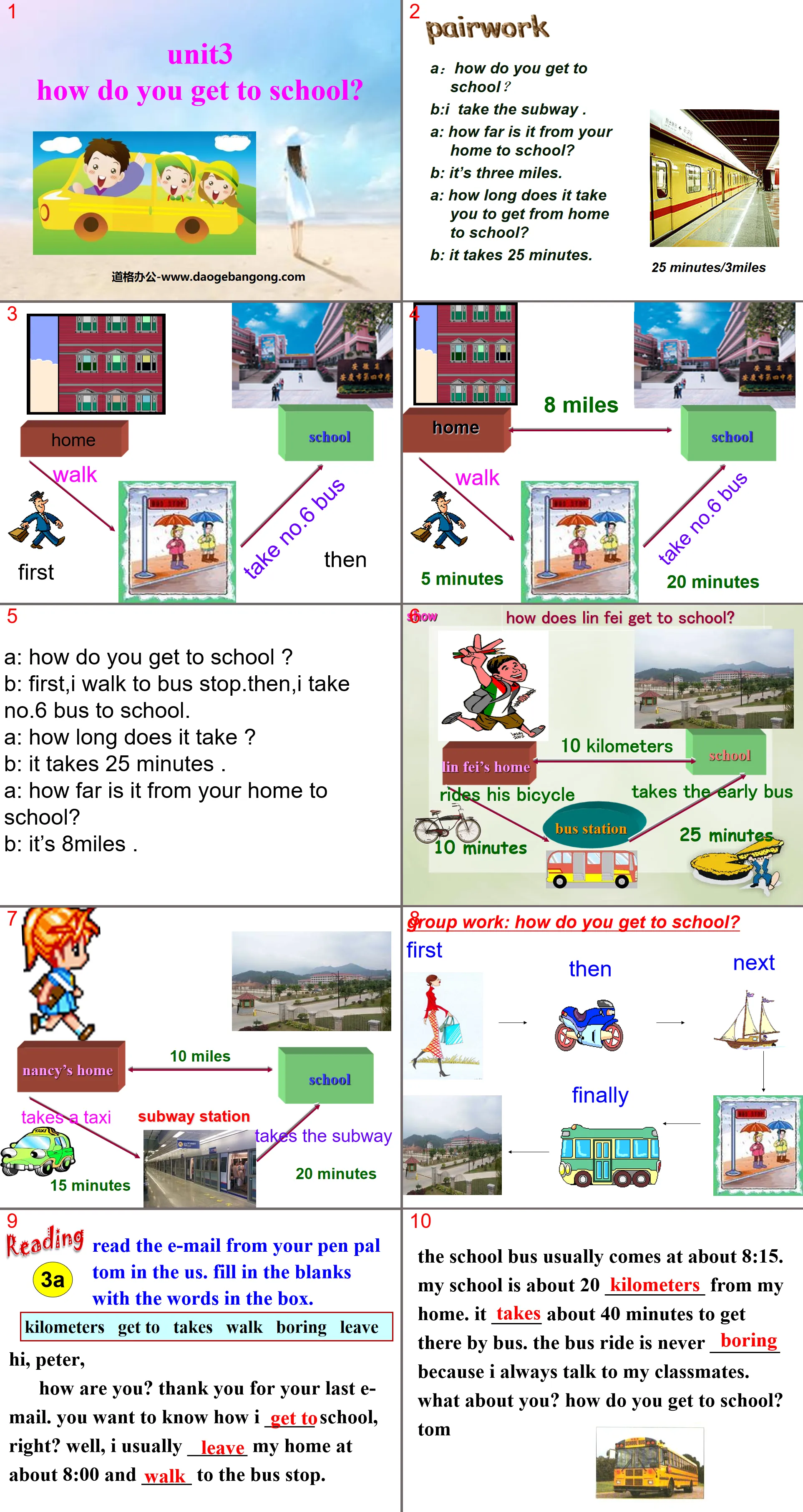 "How do you get to school?" PPT courseware 5