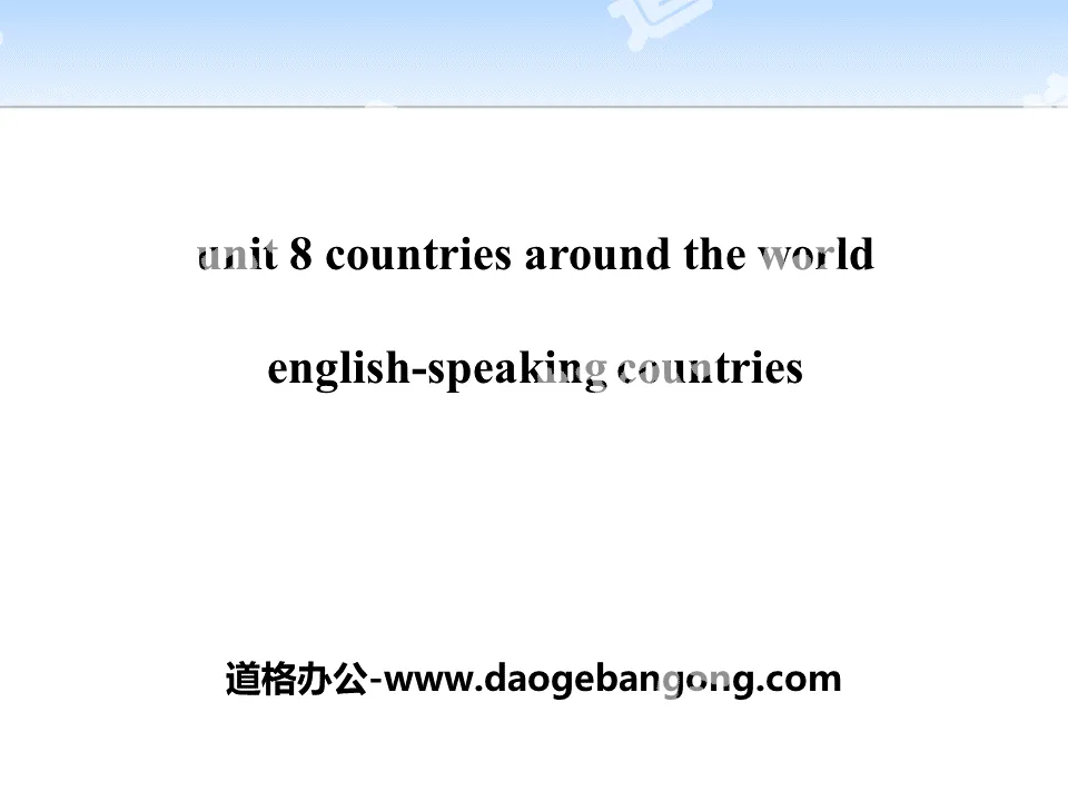 "English-Speaking Countries" Countries around the World PPT courseware download
