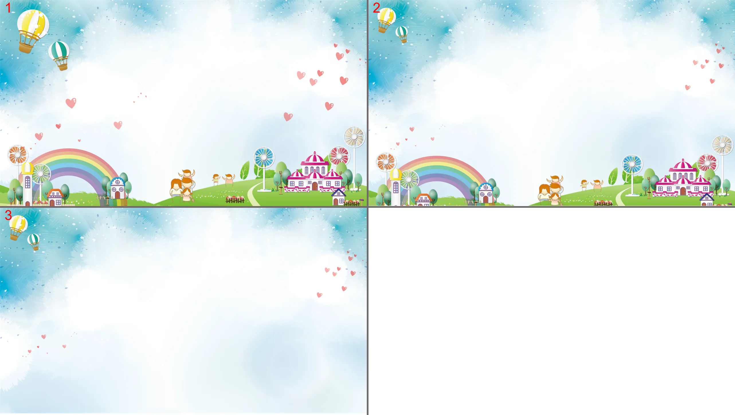 Cartoon hot air balloon rainbow castle PPT background picture