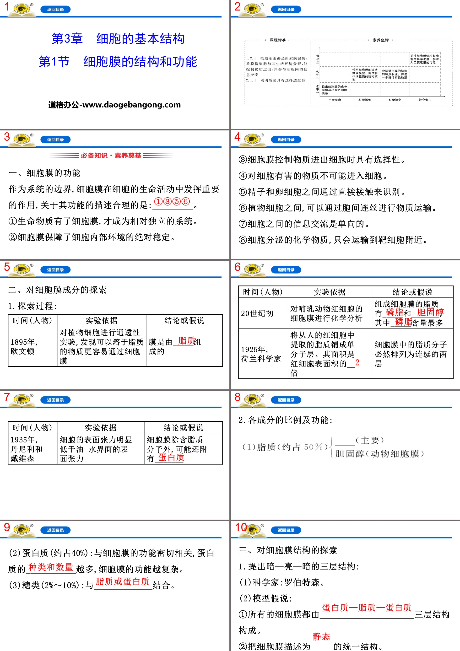 《細胞膜的結構與功能》細胞的基本結構PPT