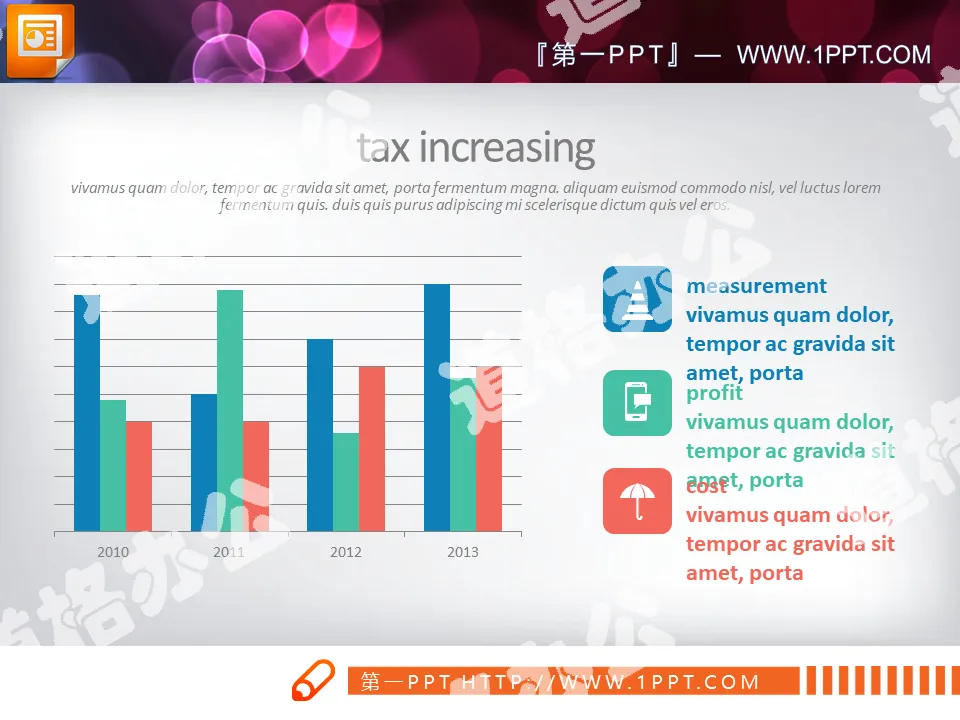 Histogramme PPT en couleurs fraîches