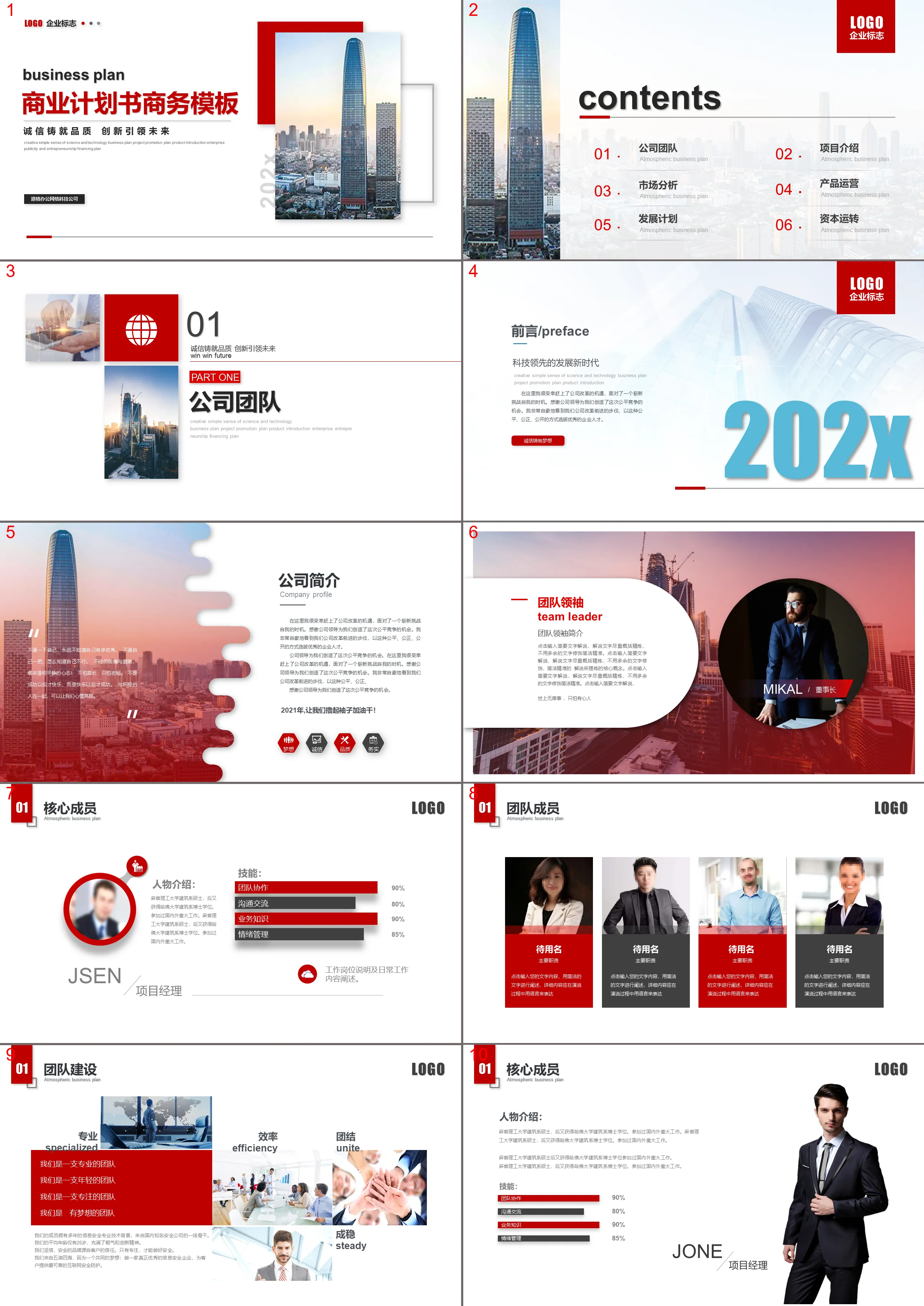 Téléchargez le modèle PPT de plan d'affaires avec un arrière-plan de gratte-ciel