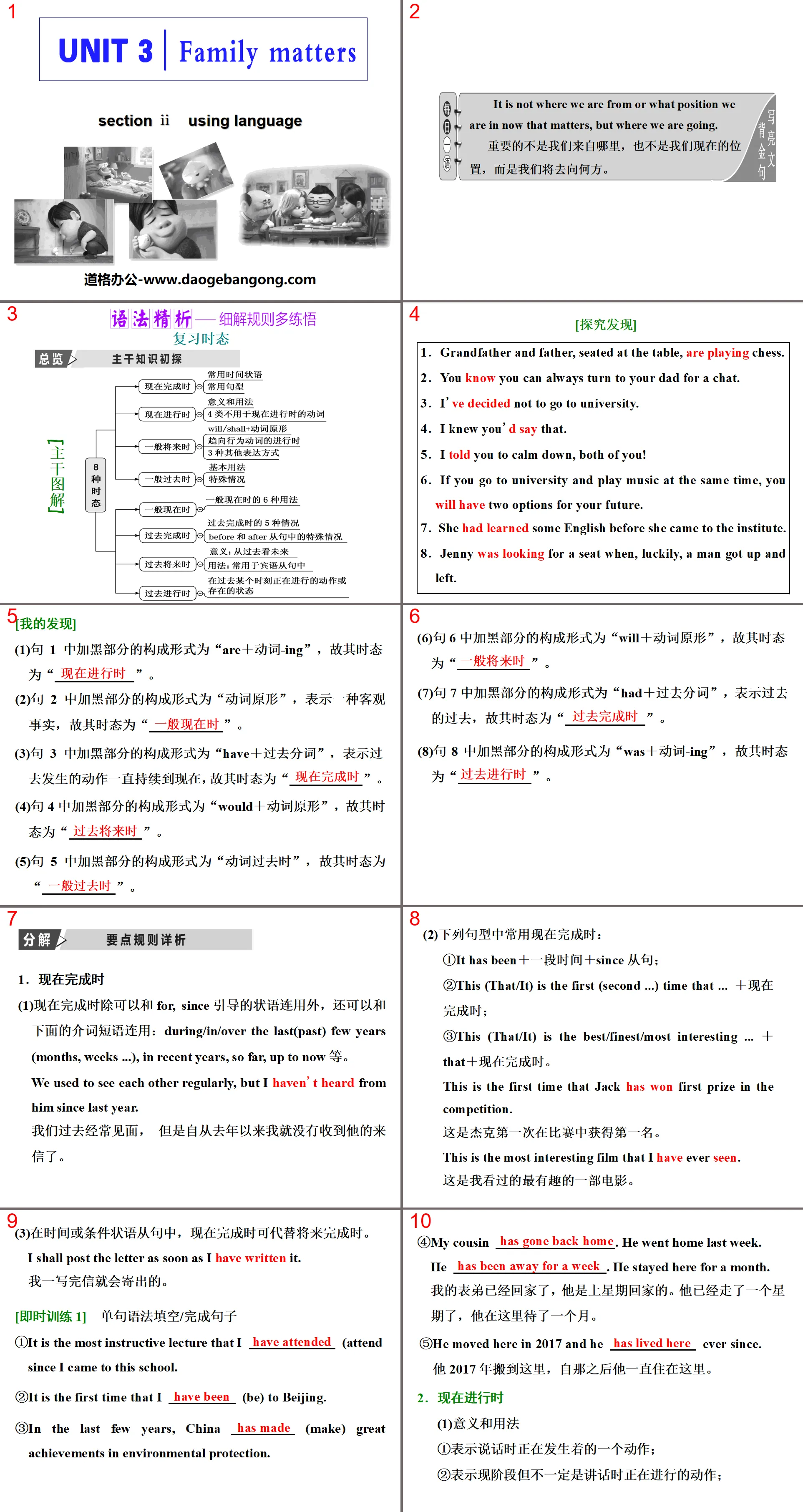 Section "Questions de famille" Ⅱ Didacticiel PPT