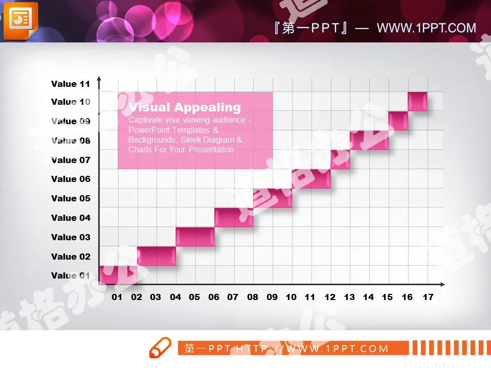 Gantt chart slide template download in pink crystal style