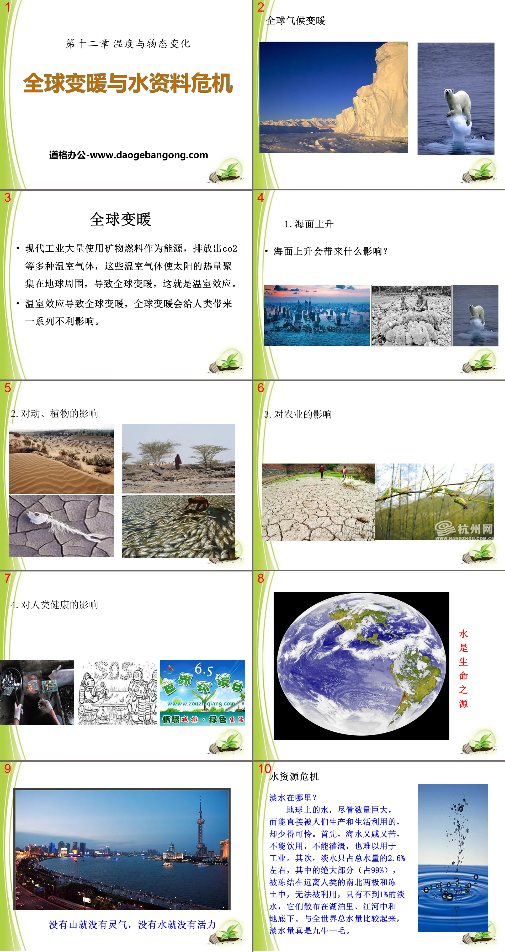 《全球暖化與水資源危機》溫度與物態變化PPT課程2