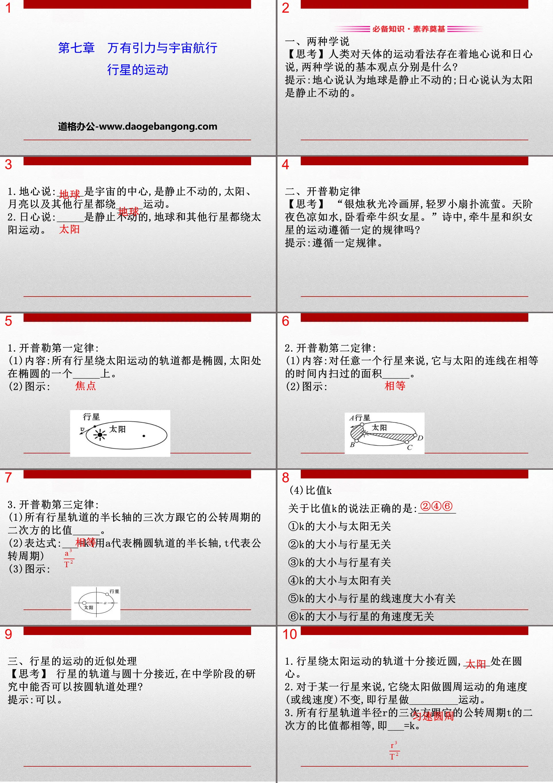 《行星的运动》万有引力与宇宙航行PPT课件