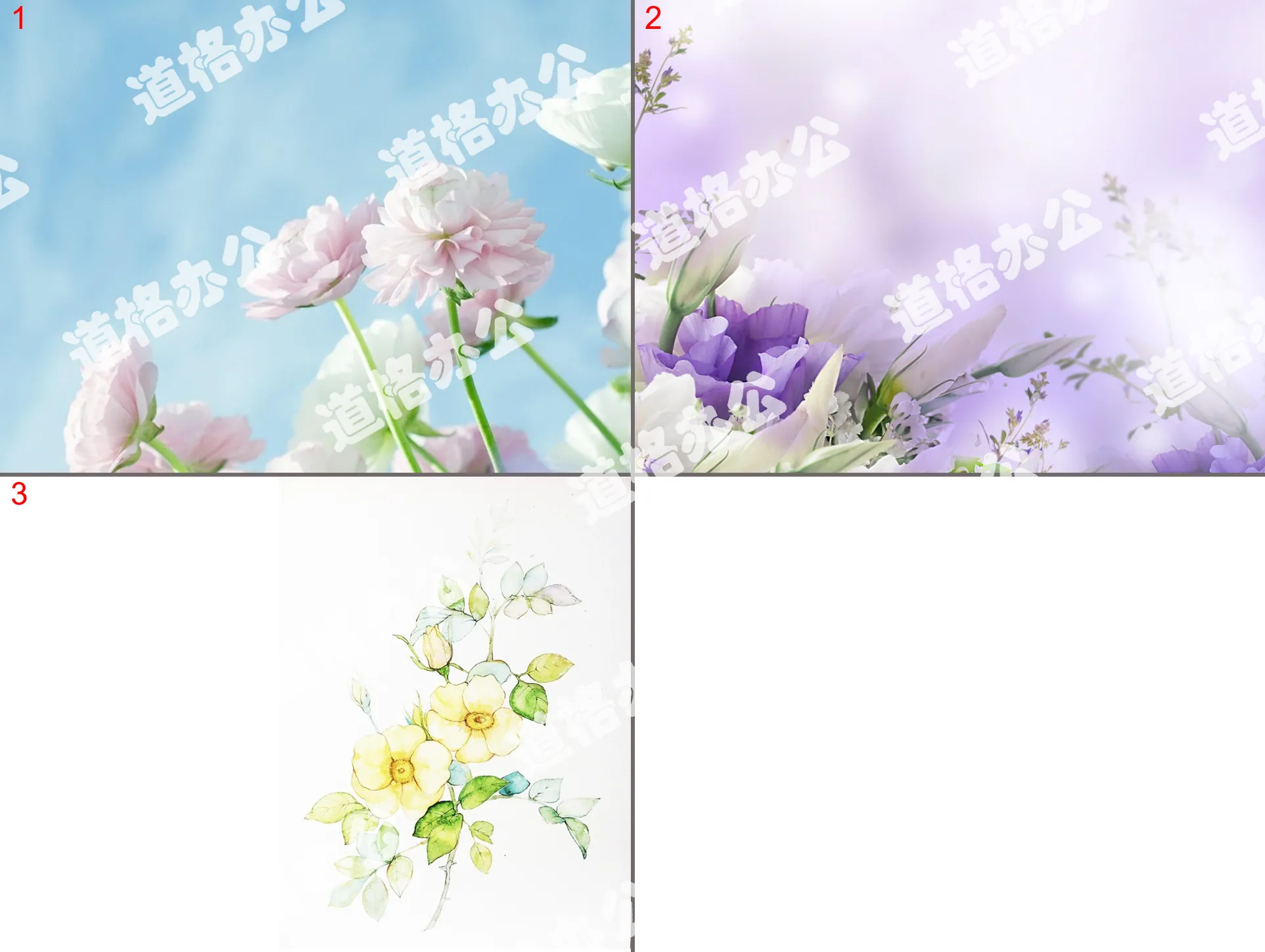 Three elegant flower PPT background pictures