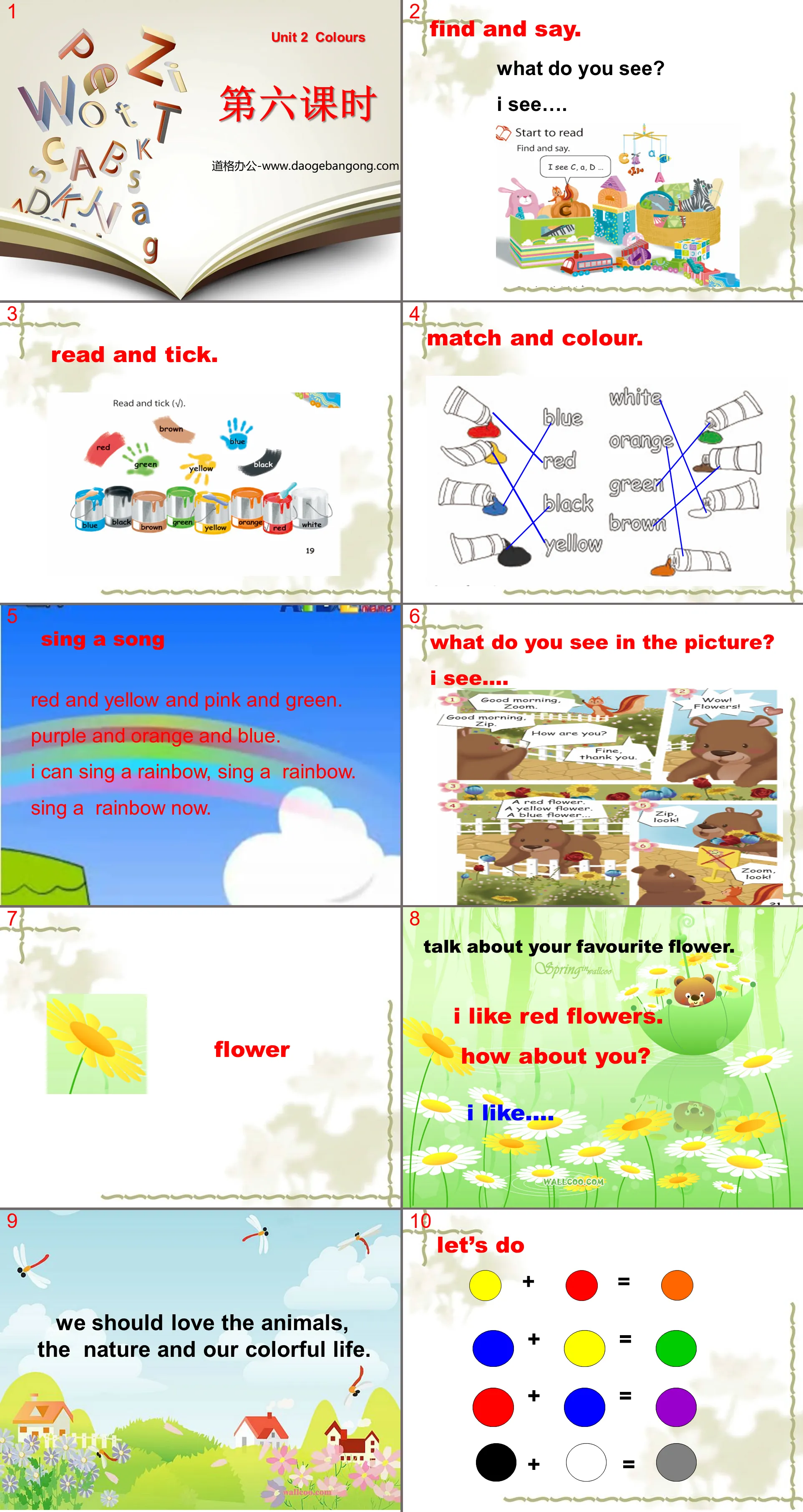 "Unit2 Colors" PPT courseware for the sixth lesson