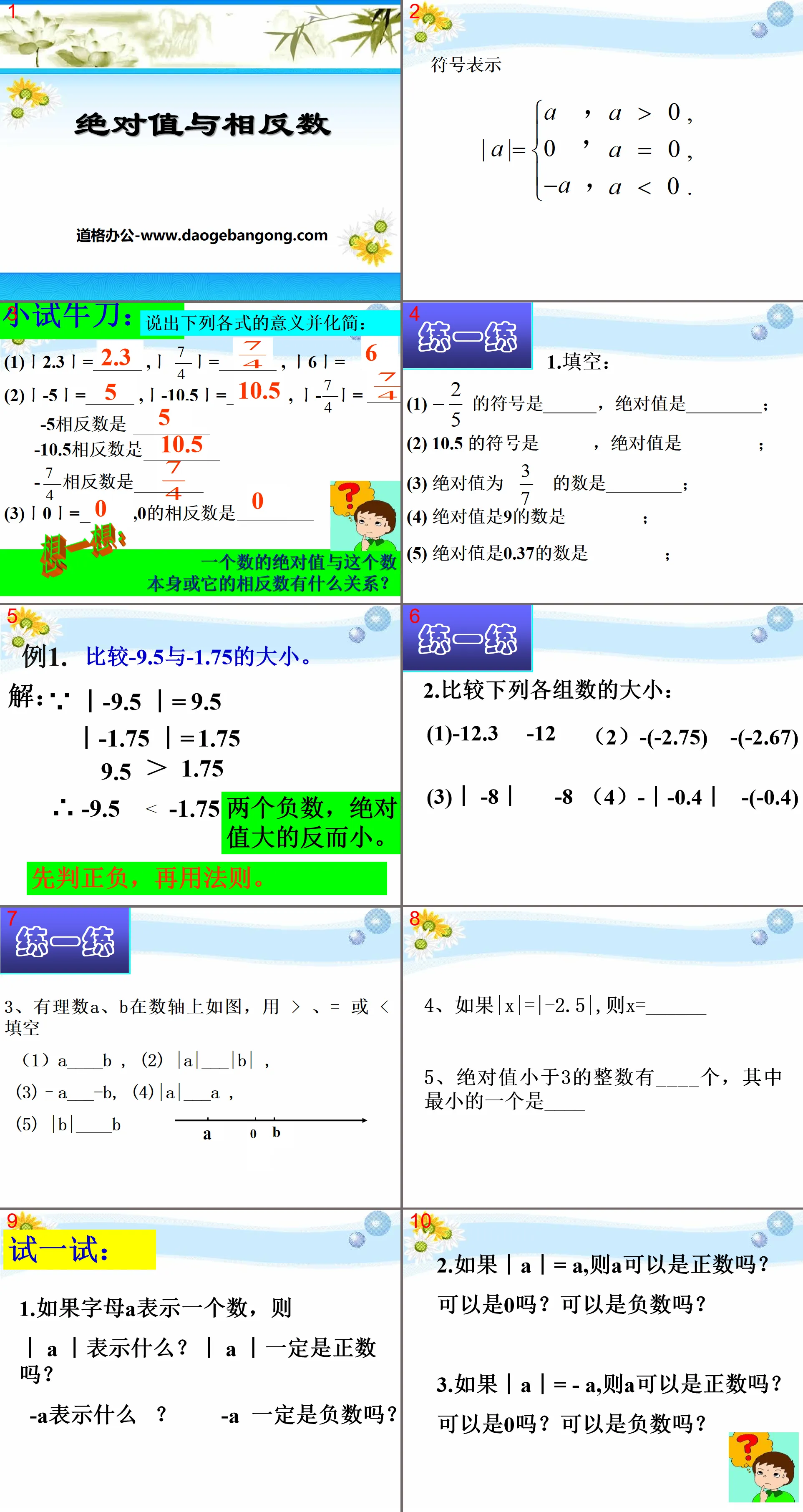 《絕對值與相反數》PPT課件2