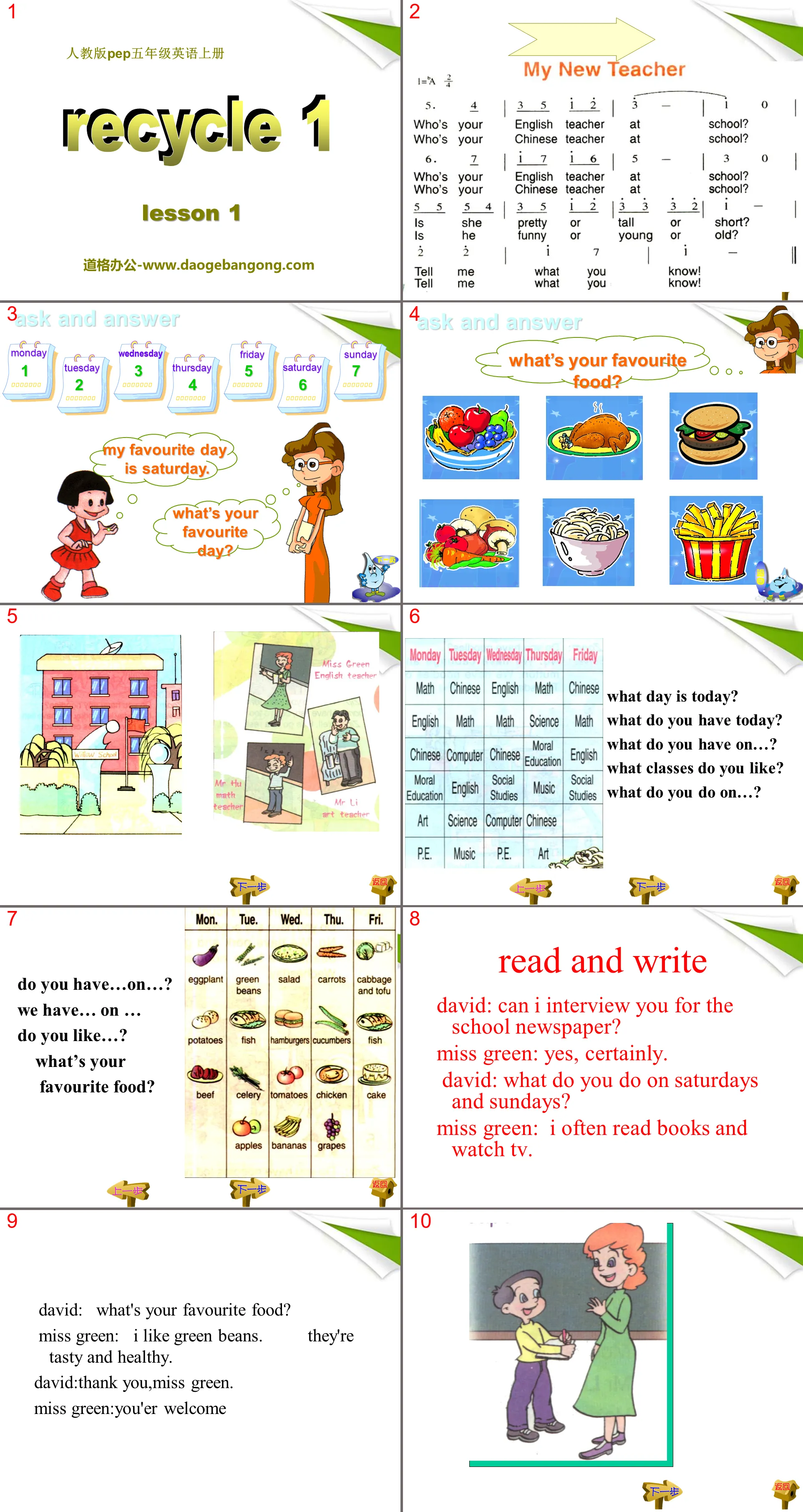 People's Education Press PEP fifth grade English volume 1 "recycle1" PPT courseware 2