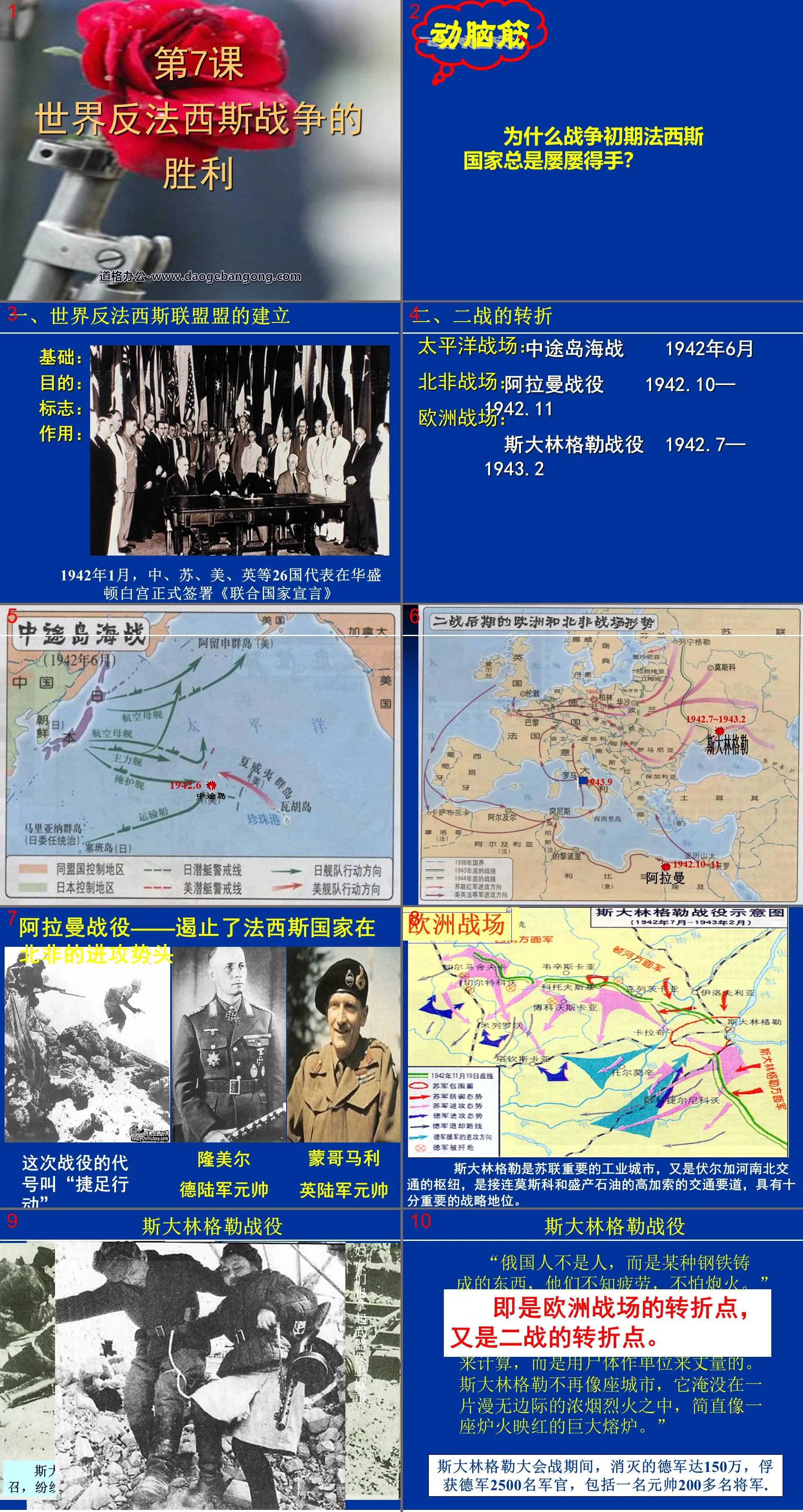 "Victory in the World Anti-Fascist War" World War II PPT Courseware 4