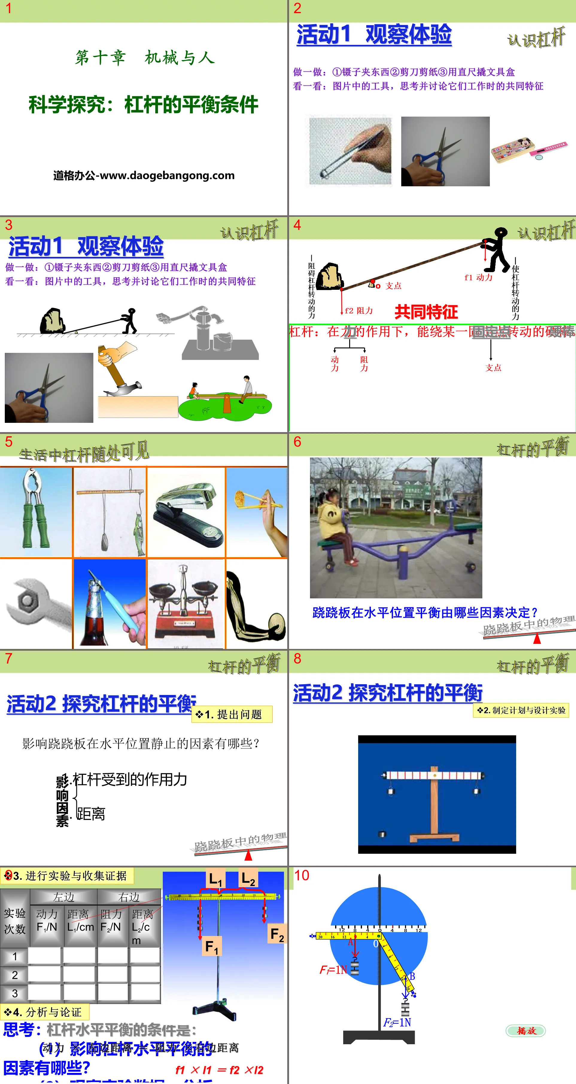 《科學探究：槓桿的平衡條件》機械與人PPT課件4