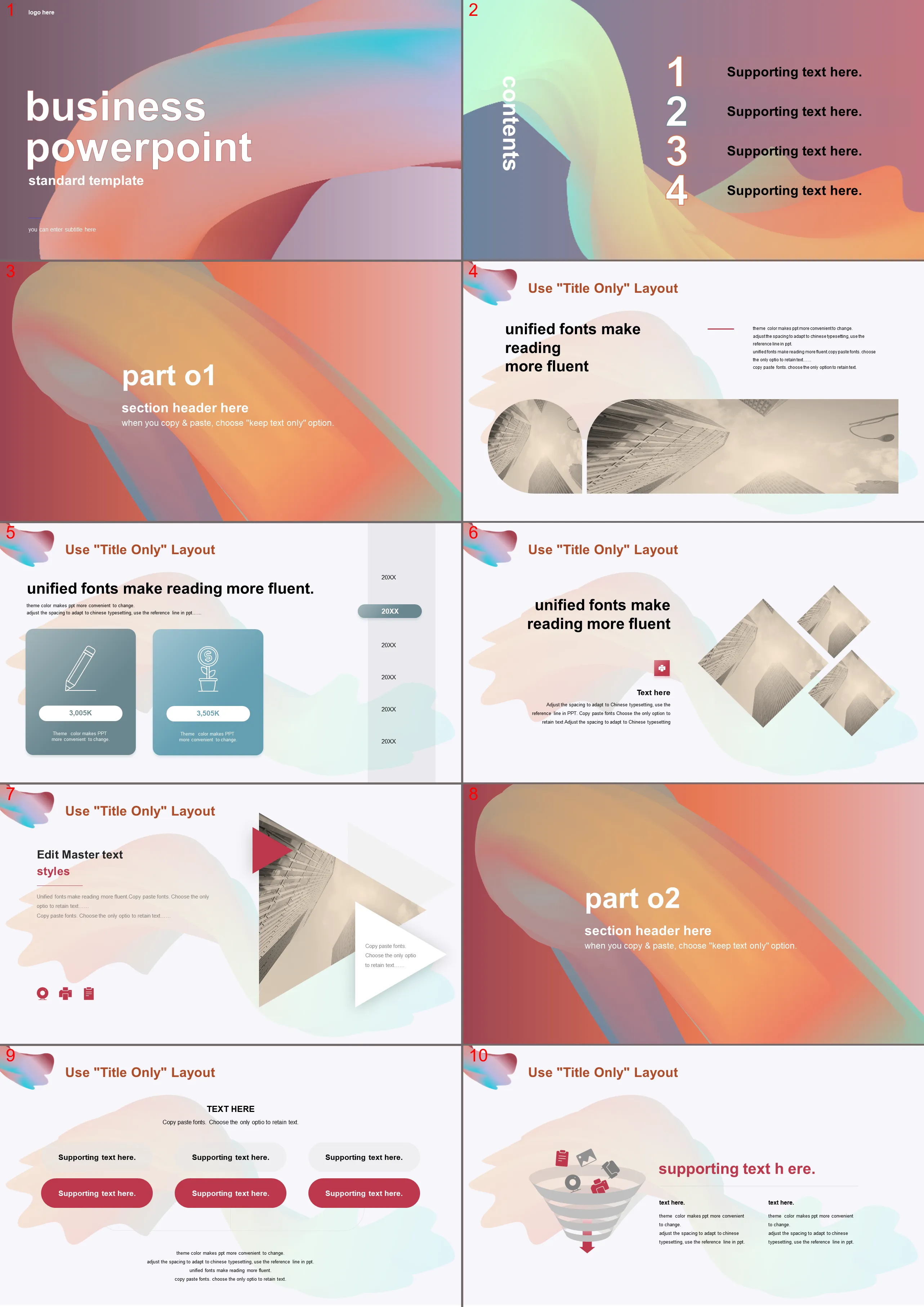 Morandi color abstract fashion business report PPT template download