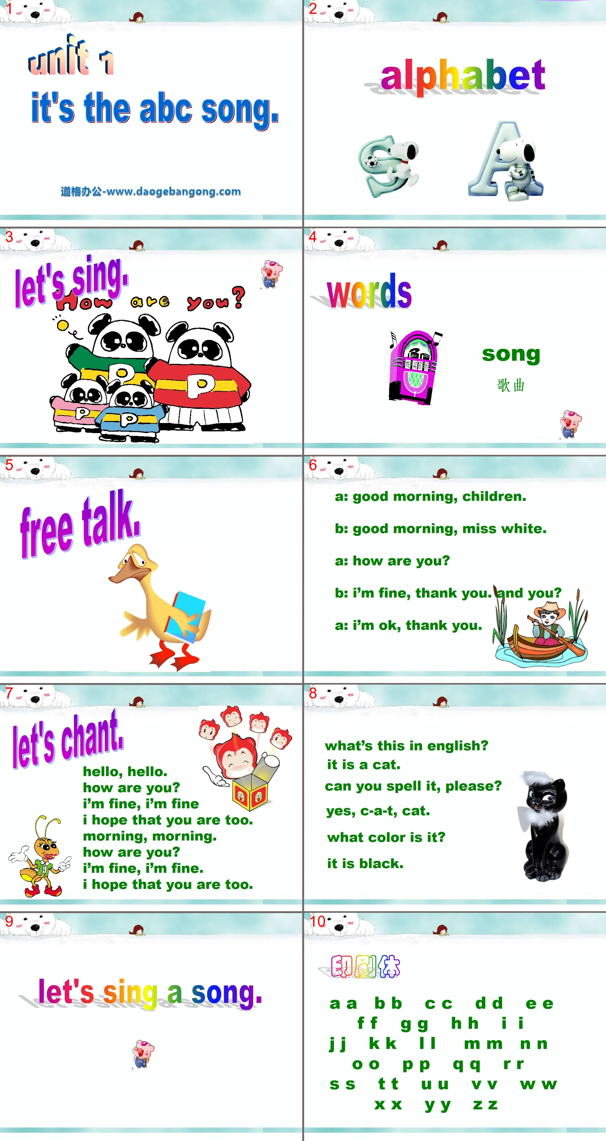 "It's the ABC song" PPT courseware