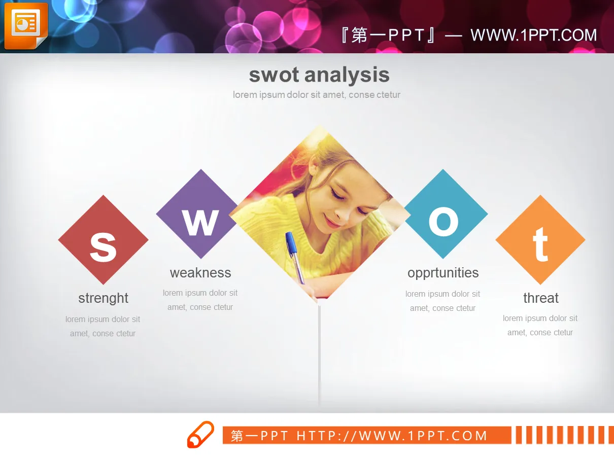 圖說明的SWOT分析PPT圖表