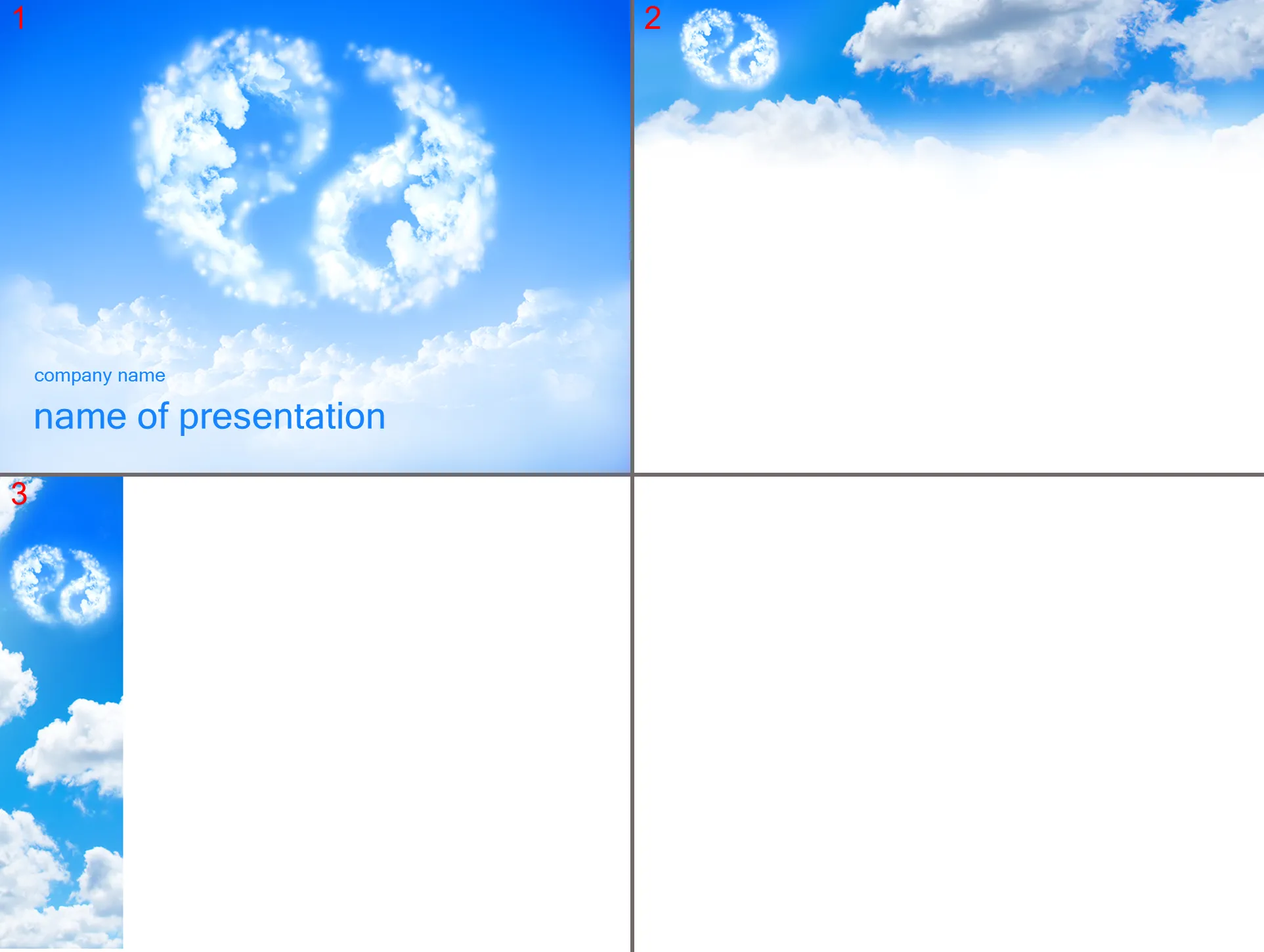 Natural scenery PPT template download with Tai Chi shape white cloud background