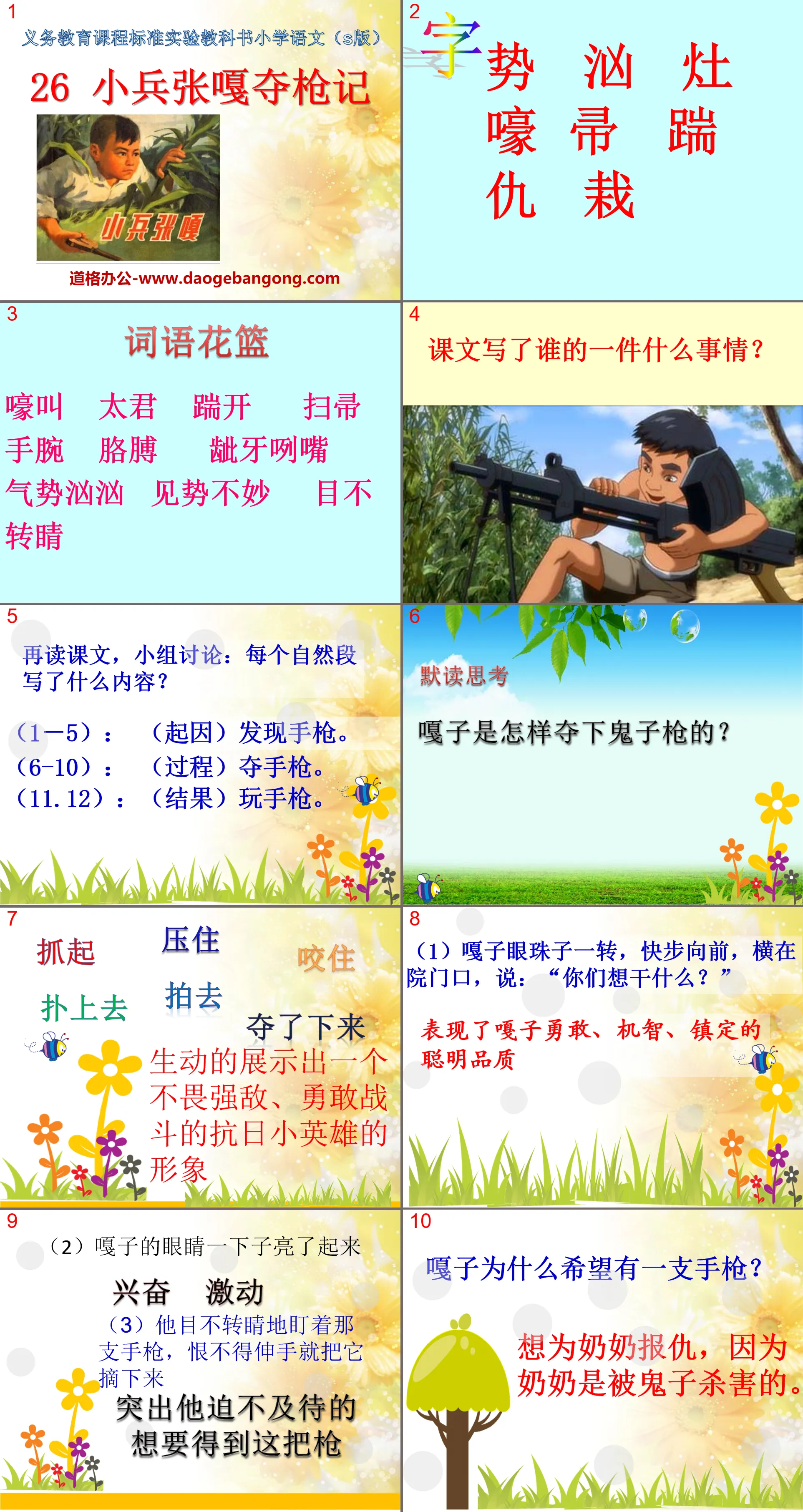 "The Story of Soldier Zhang Ga Seizing the Gun" PPT Courseware 2