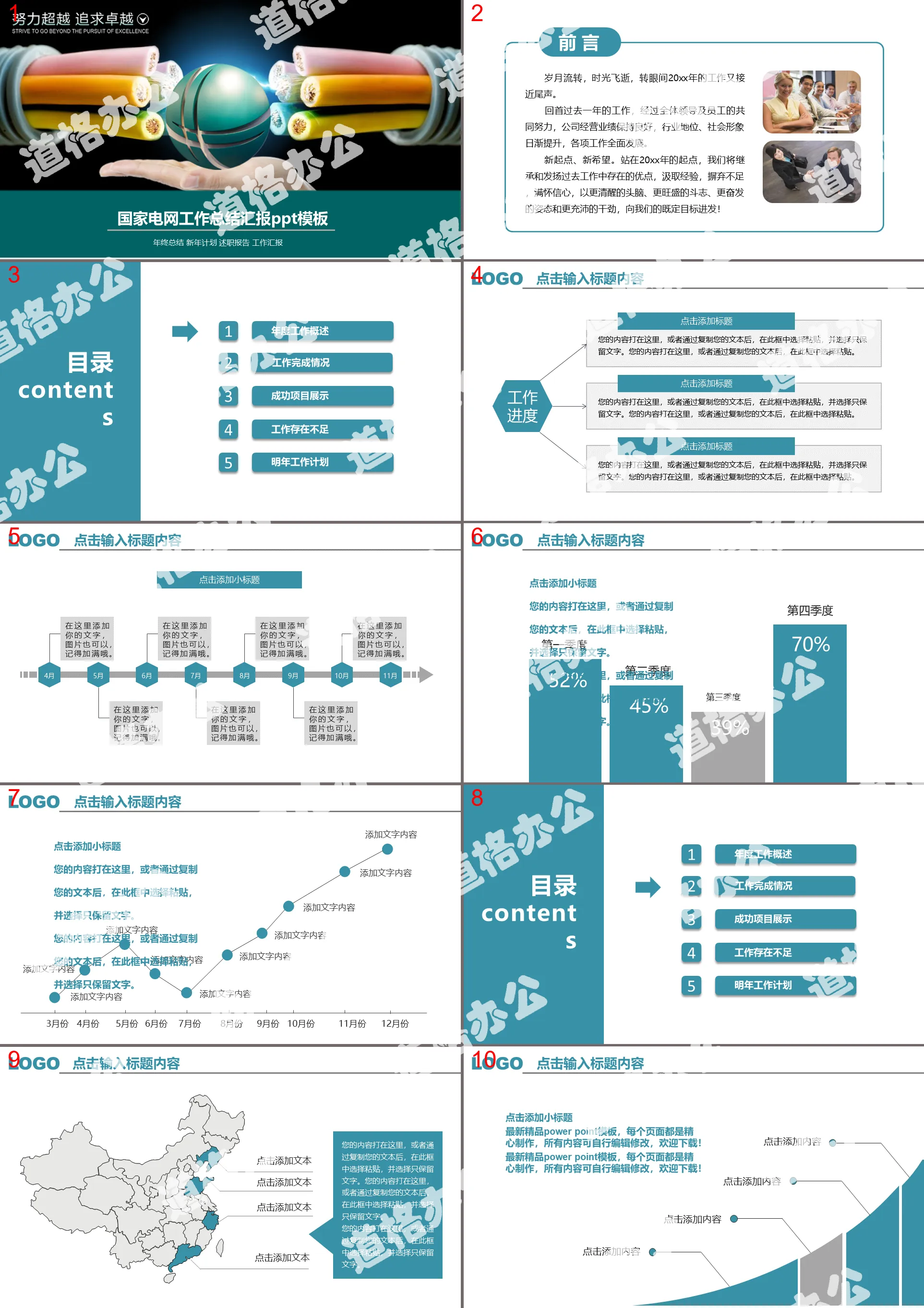 State grid company PPT template with wire background