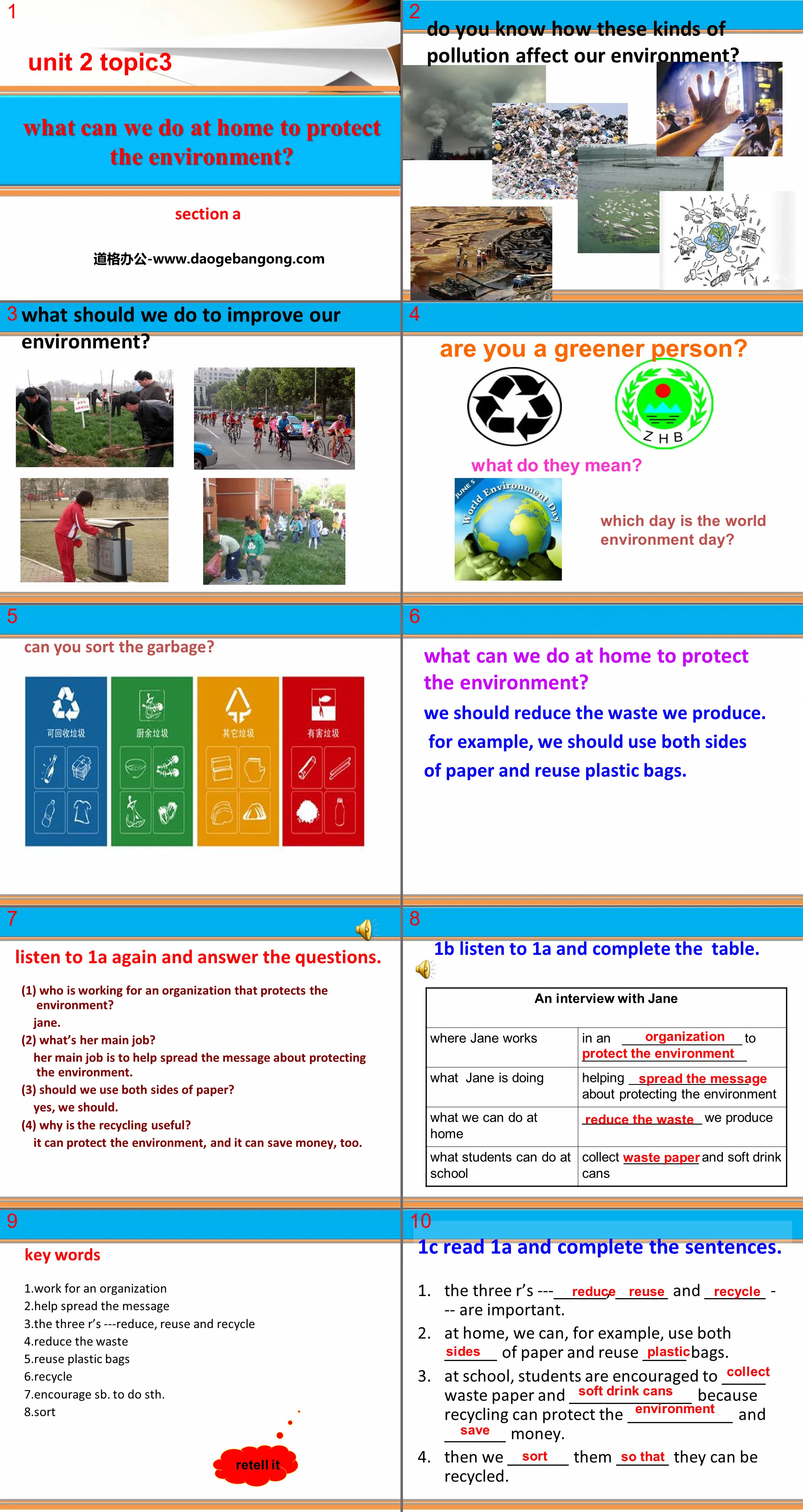 "What can we do at home to protect the environment?" SectionA PPT