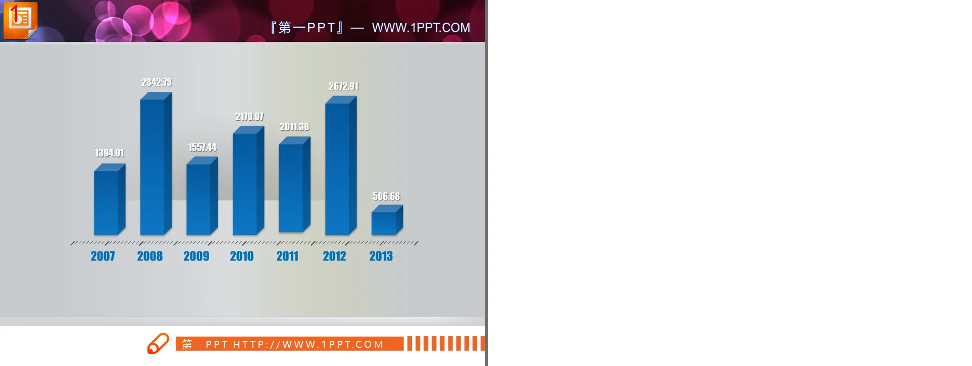 Blue 3d three-dimensional PPT histogram template download