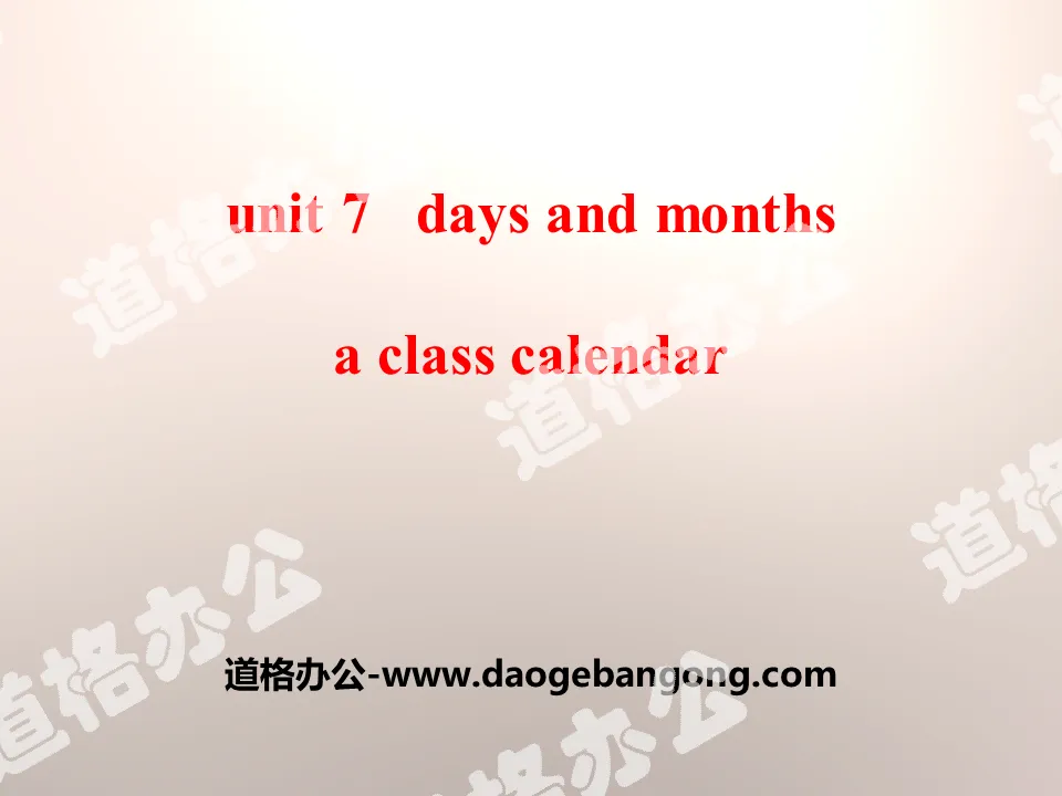 "A Class Calendar" Days and Months PPT download