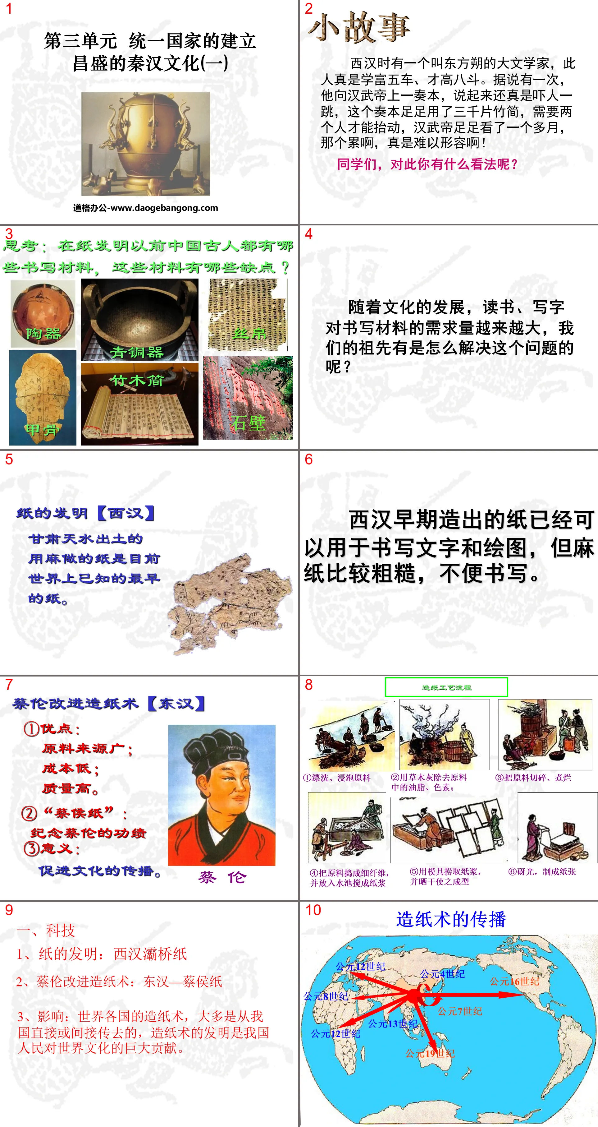 "Prosperous Qin and Han Culture (1)" The establishment of a unified country PPT courseware 6