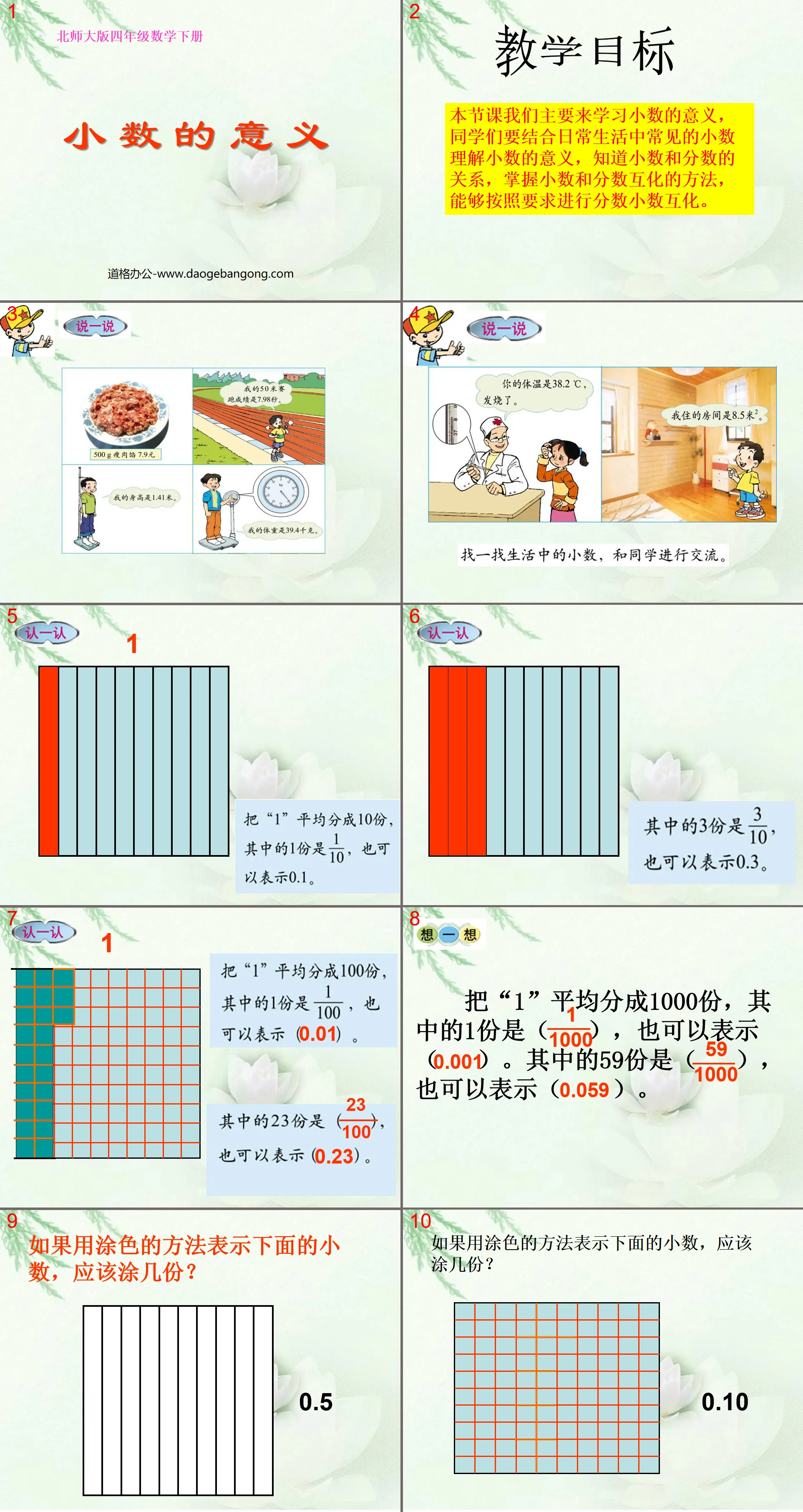 "The Meaning of Decimals" The meaning of decimals and addition and subtraction PPT courseware 3