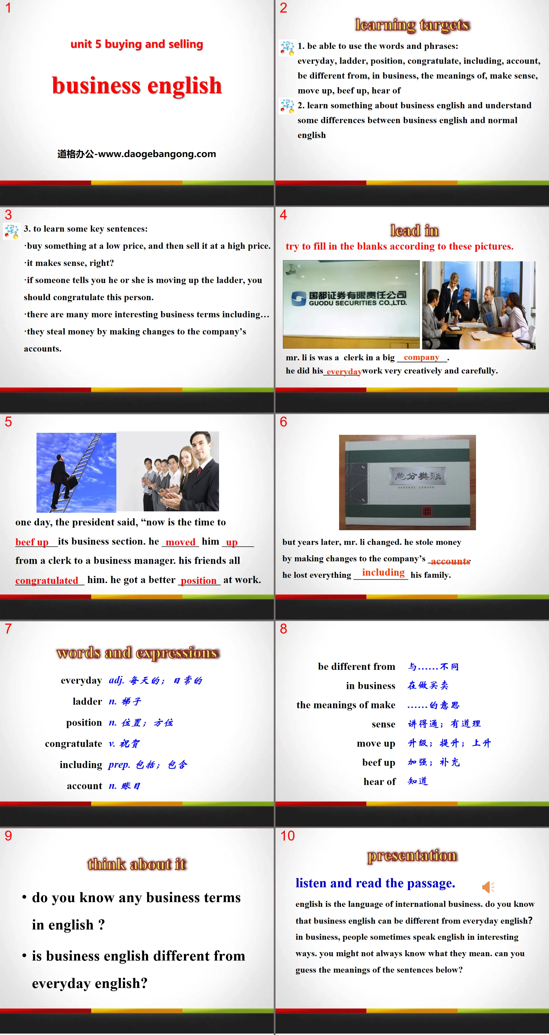 "Business English" Buying and Selling PPT teaching courseware