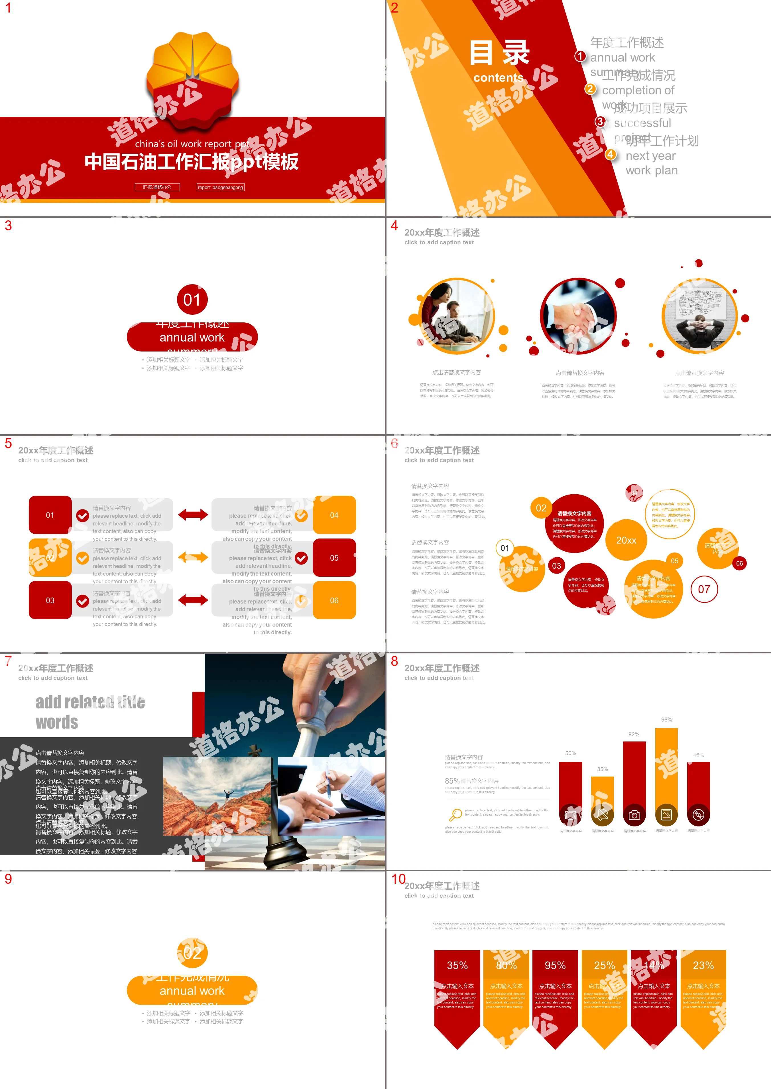 Red concise CNPC work report PPT template