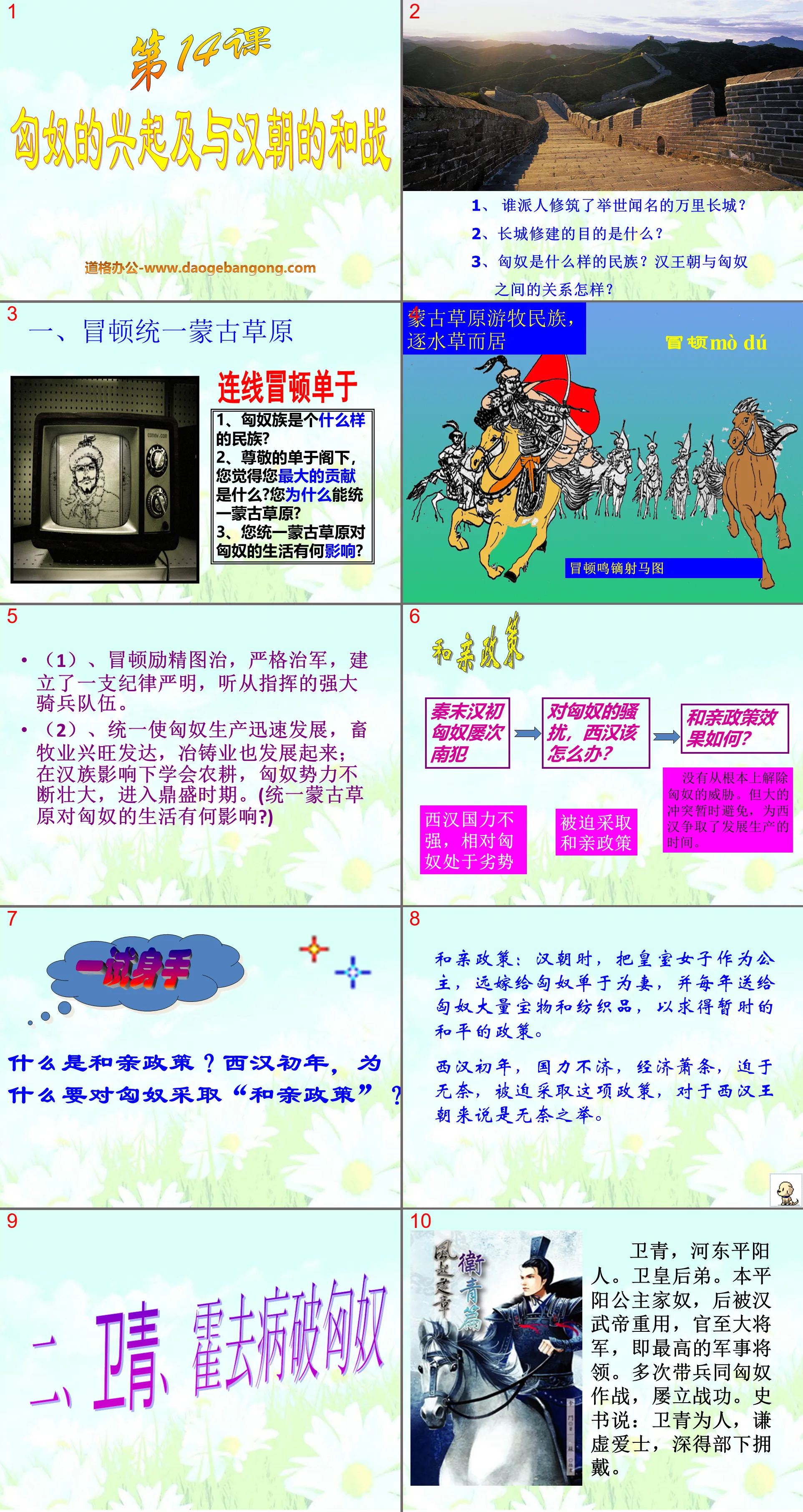 "The Rise of the Xiongnu and the War with the Han Dynasty" The establishment of a unified country PPT courseware 6