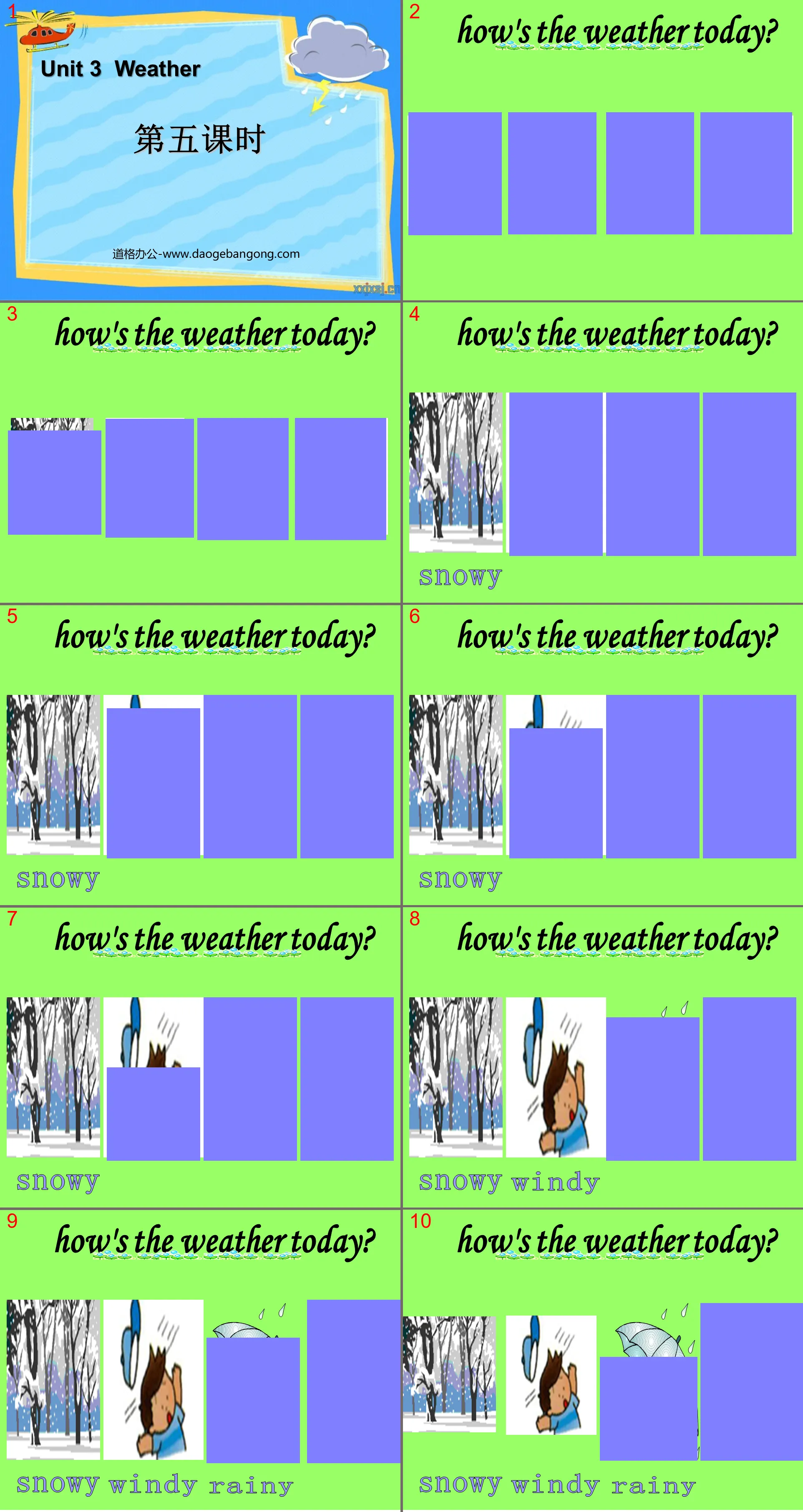 "Weather" fifth lesson PPT courseware