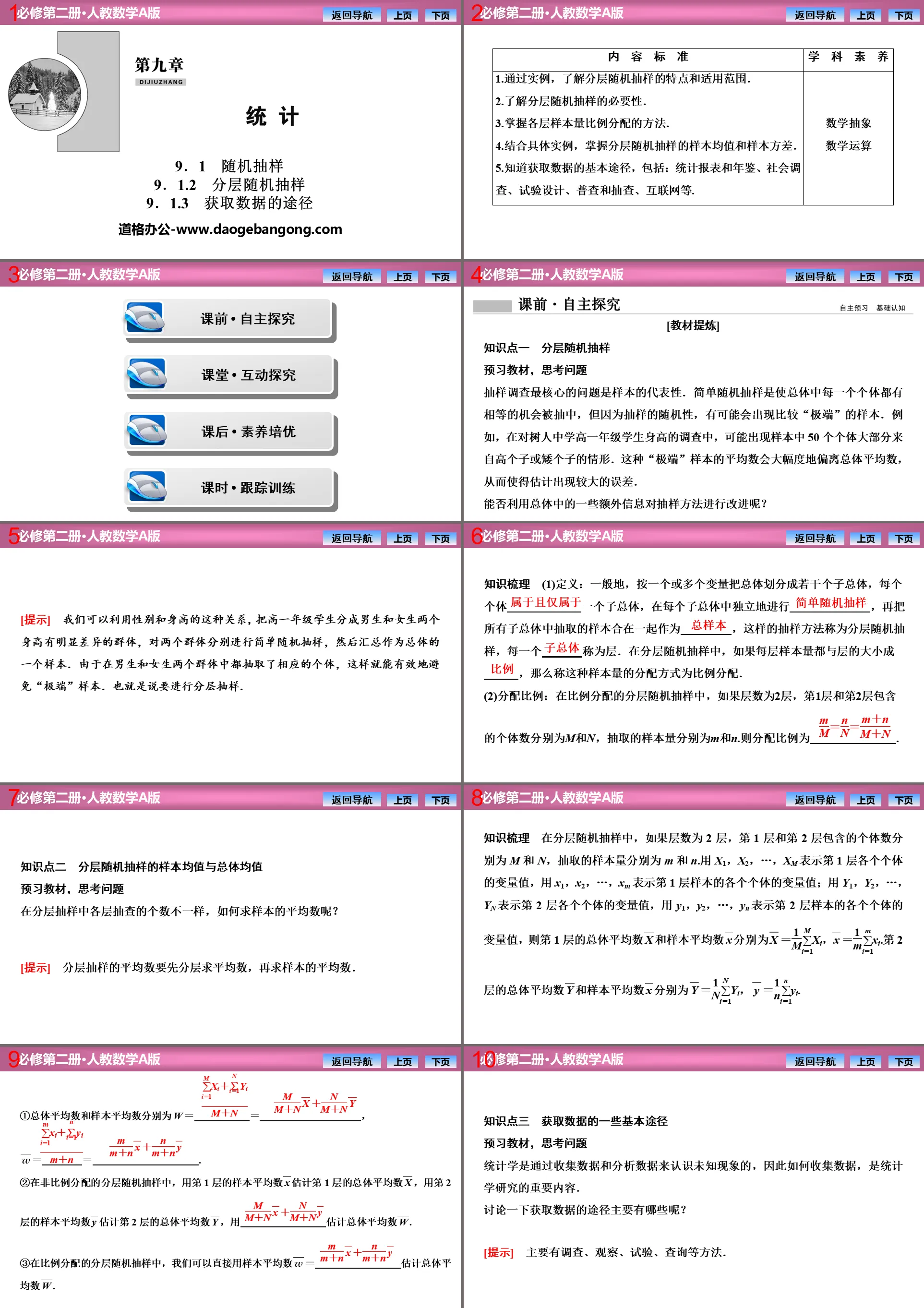 《随机抽样》统计PPT课件(分层随机抽样、获取数据的途径)