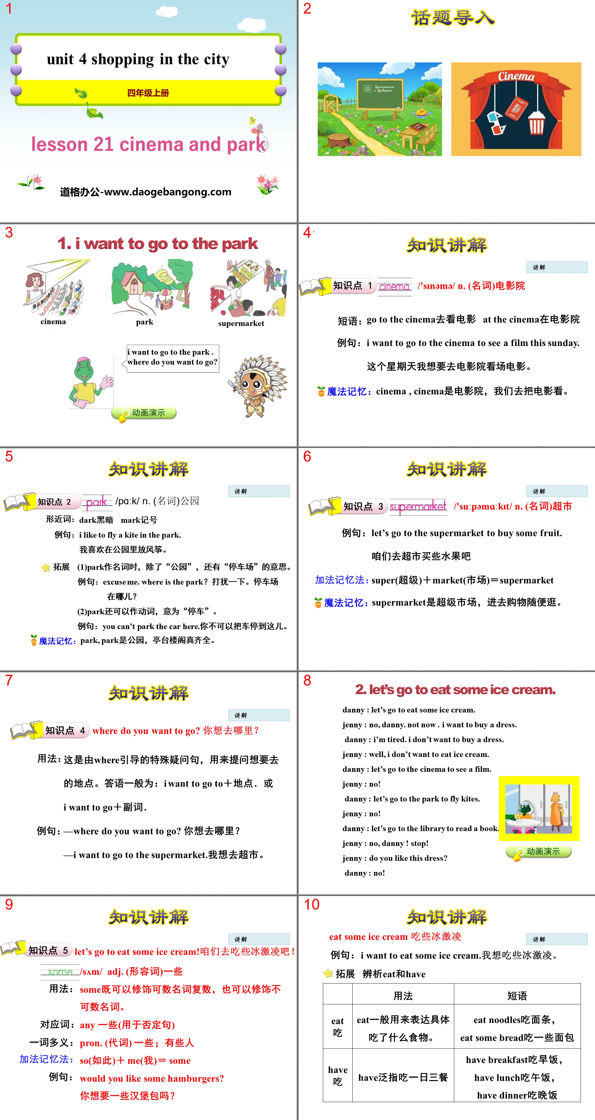 《Cinema and Park》Shopping in the City PPT课件