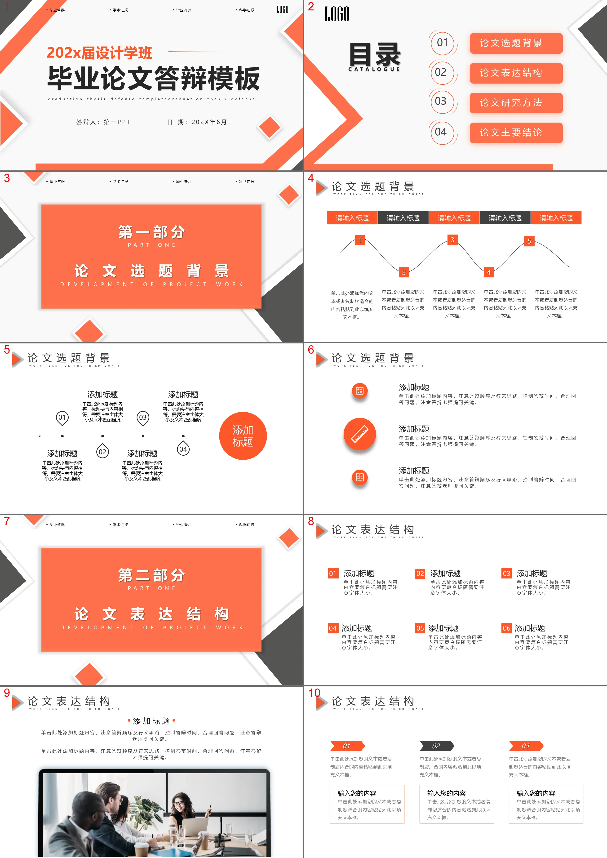 橙色简约毕业论文答辩PPT模板