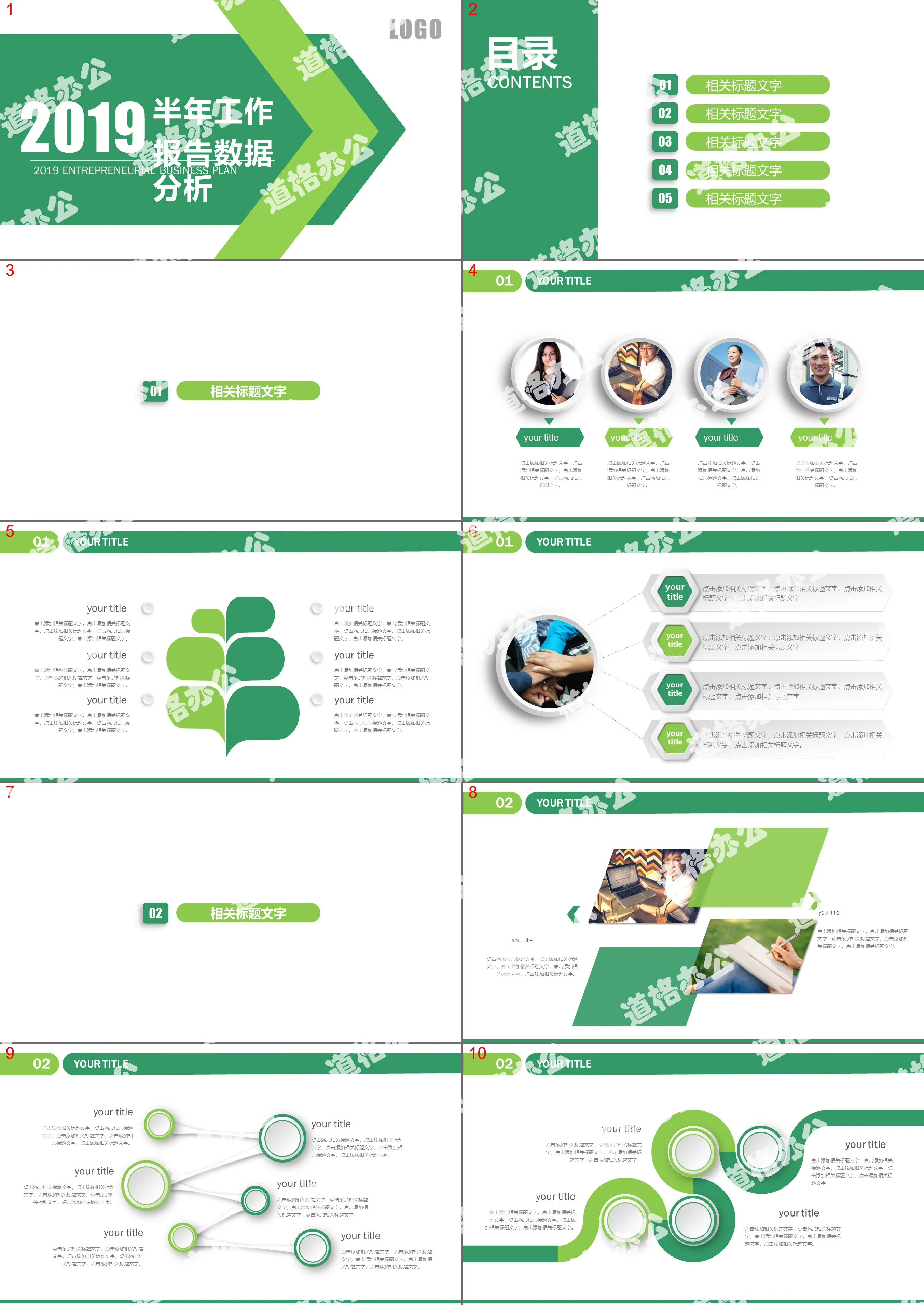 Green flat concise data analysis report PPT template download