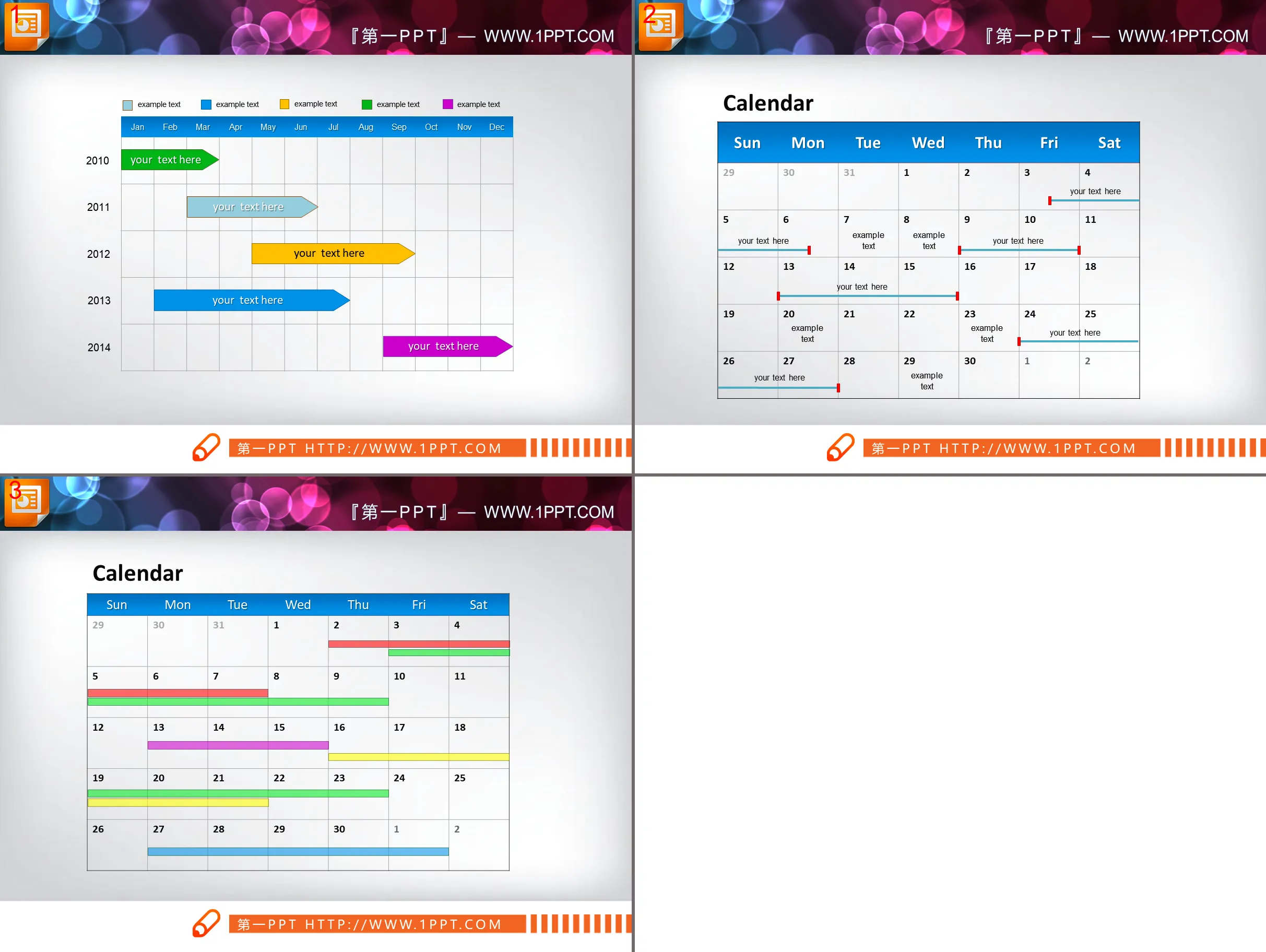 Annual monthly weekly statistics PPT Gantt chart